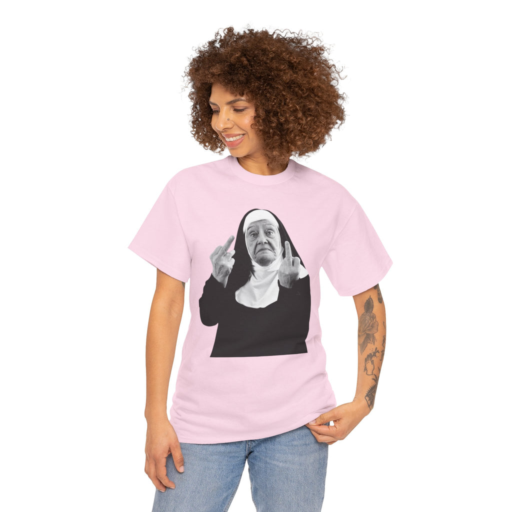 Unisex Funny Nun Graphic T-Shirt With Edgy Black and White Design  (5 Colors)