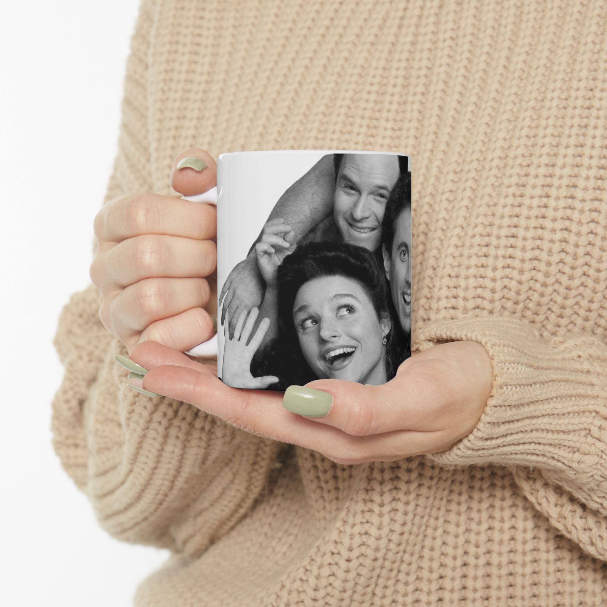 Seinfeld TV Show Cast 11oz Coffee Cup With Jerry, George, Elaine and Kramer