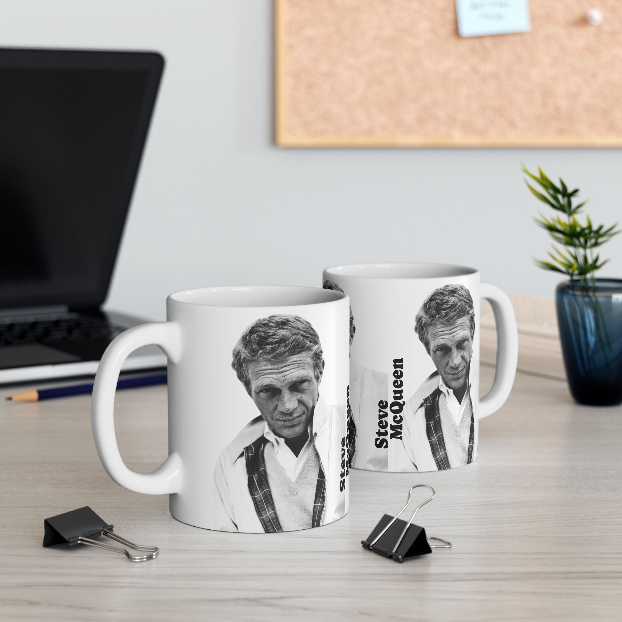 Steve McQueen Classic Hollywood Actor and Icon 11oz White Ceramic Coffee Mug