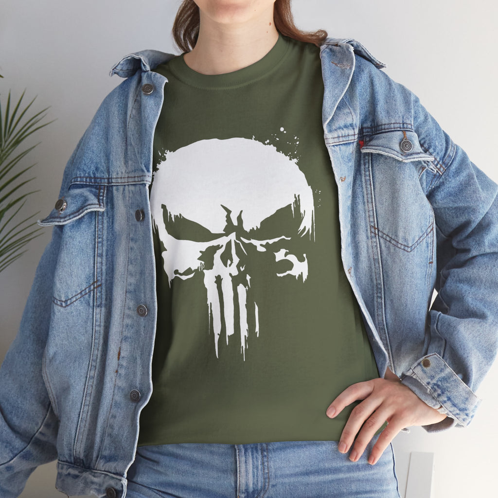 Unisex Punisher Inspired T-Shirt With Distressed Skull Custom Graphic (3 Colors)