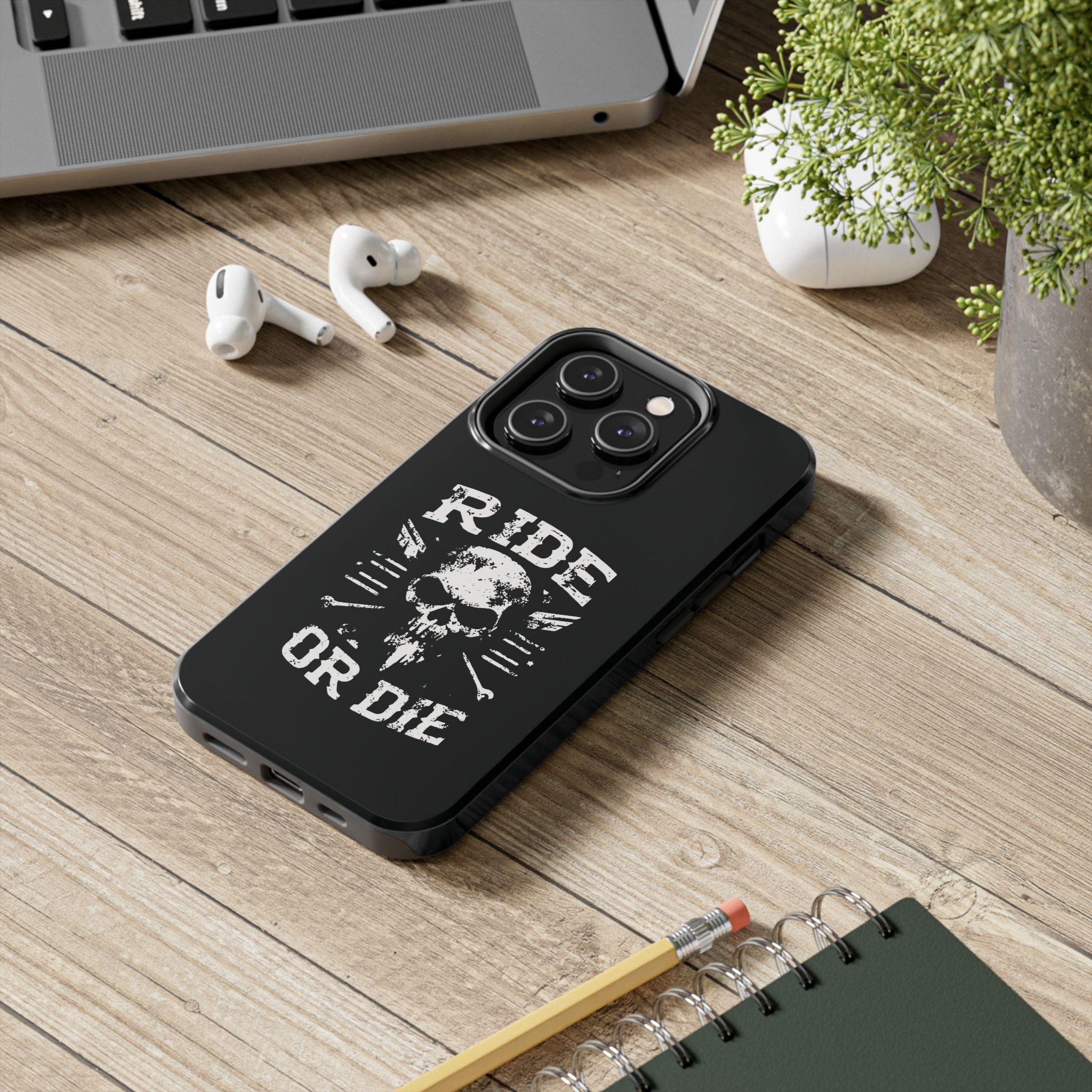 Ride or Die Skull Tough Phone Case | Biker Skull Graphic Phone Case
