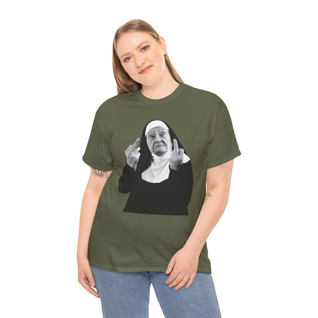 Unisex Funny Nun Graphic T-Shirt With Edgy Black and White Design  (5 Colors)
