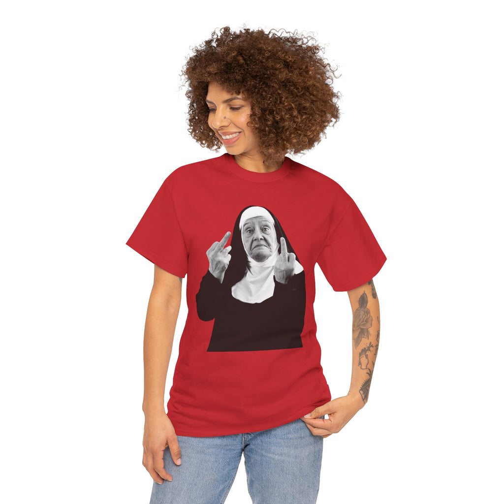 Unisex Funny Nun Graphic T-Shirt With Edgy Black and White Design  (5 Colors)