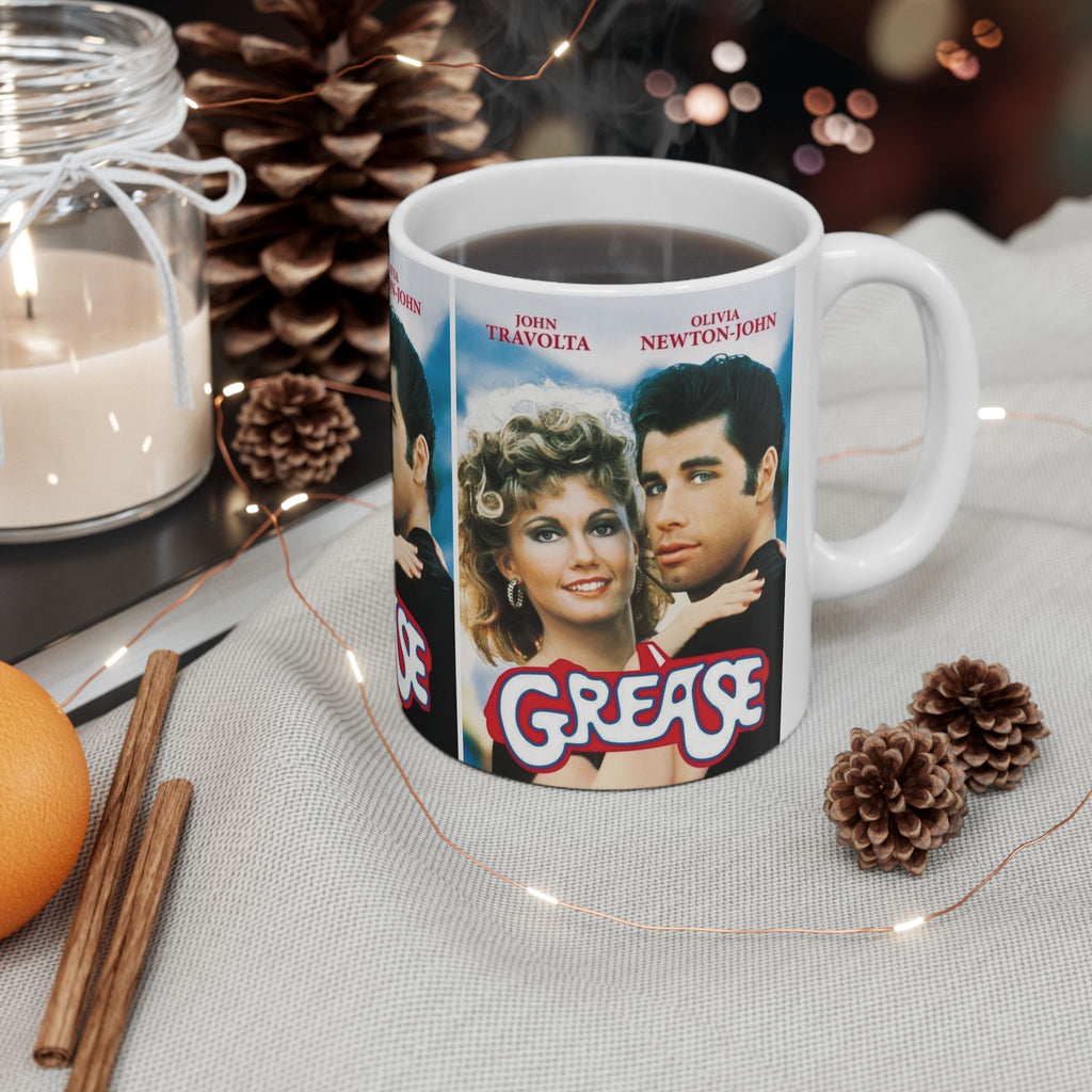 Grease Movie Retro Musical Film Inspired 11oz White Coffee Cup | Danny & Sandy Vintage Mug