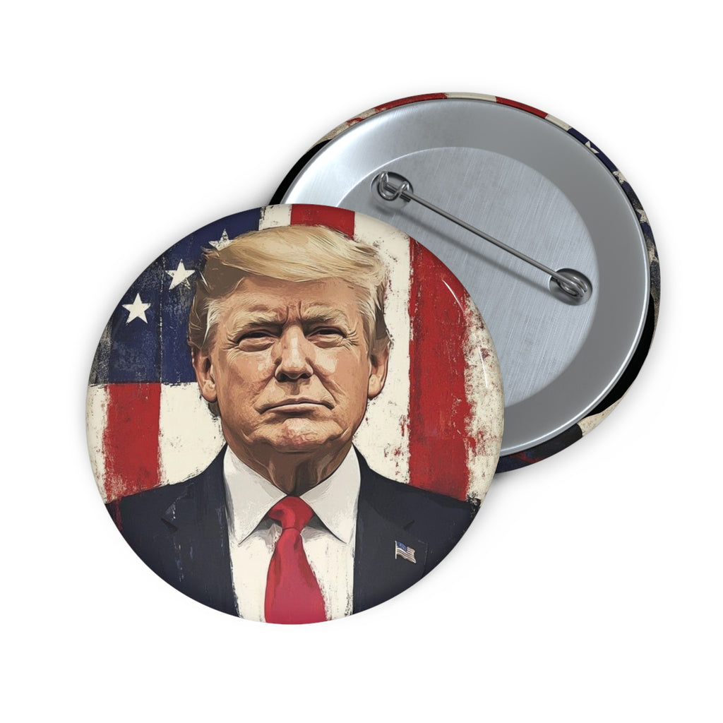 President John Donald Trump Patriotic Custom Pin Back Button (3 Sizes)