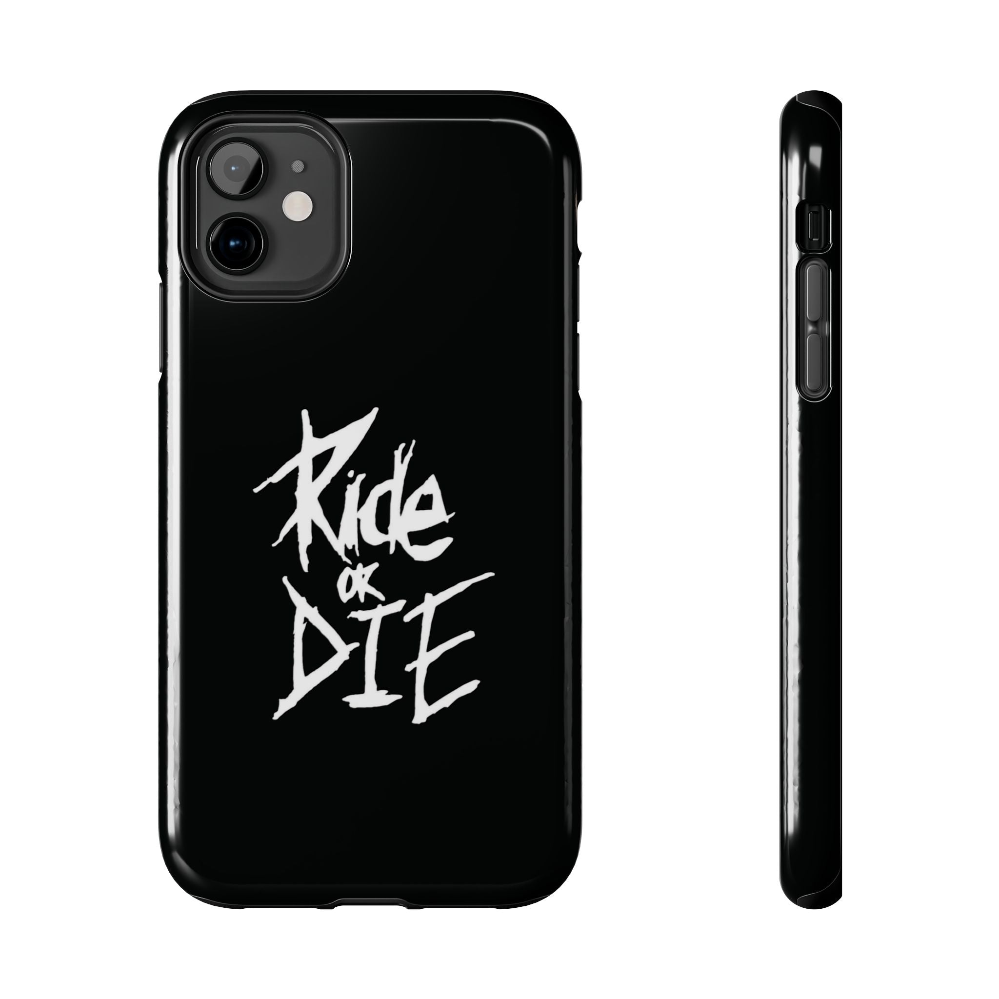Ride or Die Skull Tough Phone Case | Edgy Script Biker Style Phone Case
