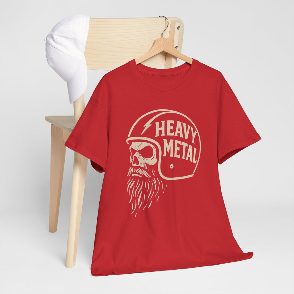 Unisex Heavy Metal Skull Helmet T-Shirt Vintage Rock Biker Graphic Tee