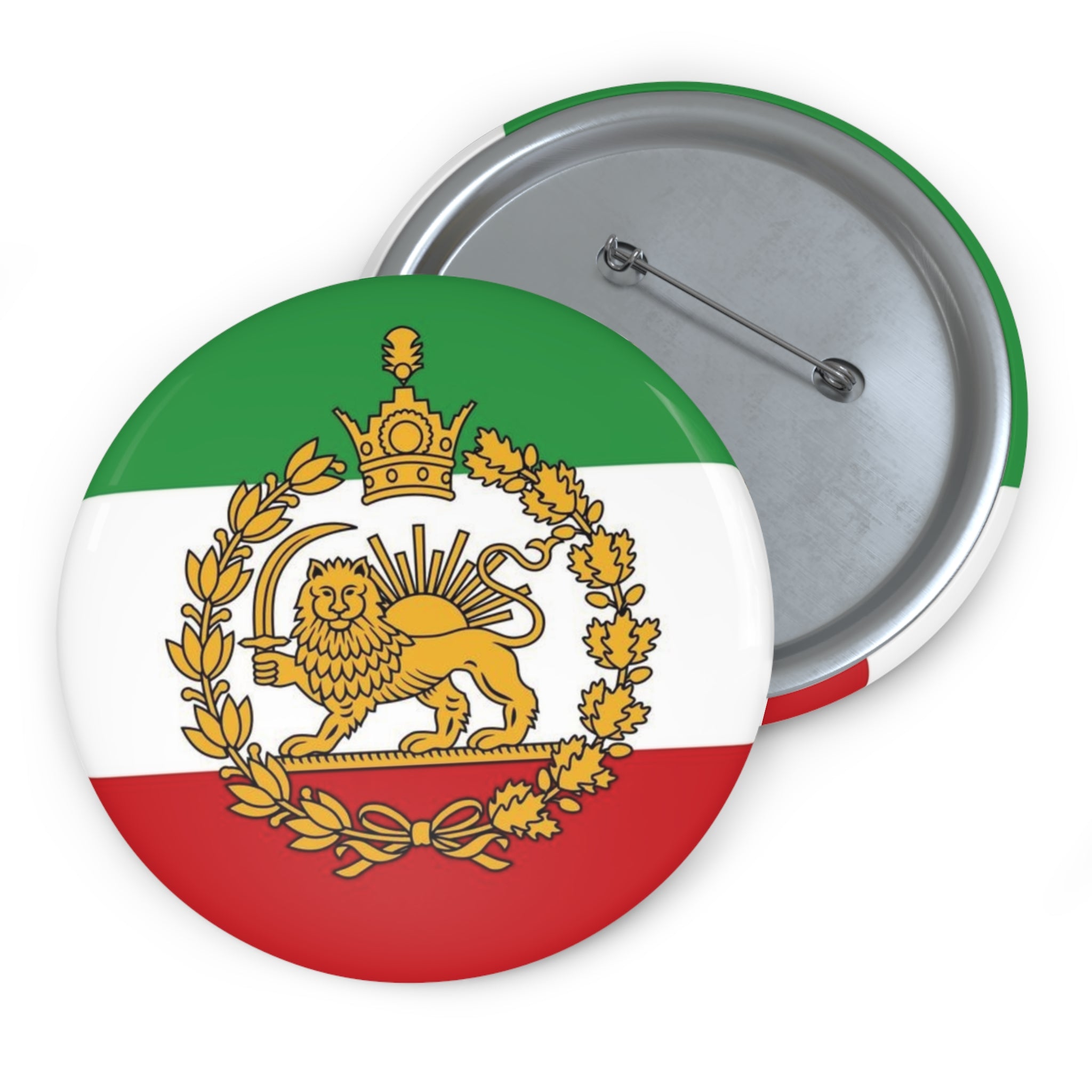 The Iranian LION and SUN Flag | Historic Iran Freedom Flag Badge (3 Sizes)