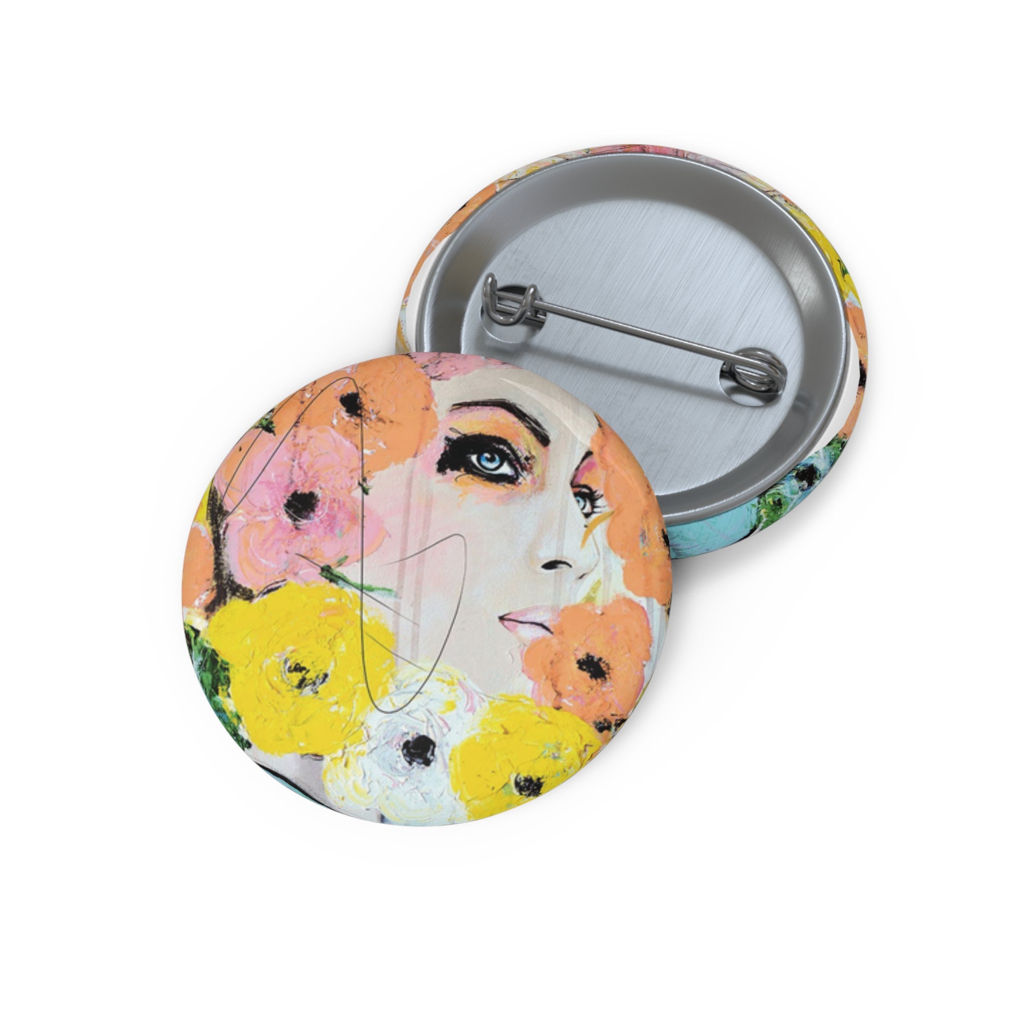 Vogue-Inspired Portrait Fashion Art Chic Pin Button (3 Sizes)
