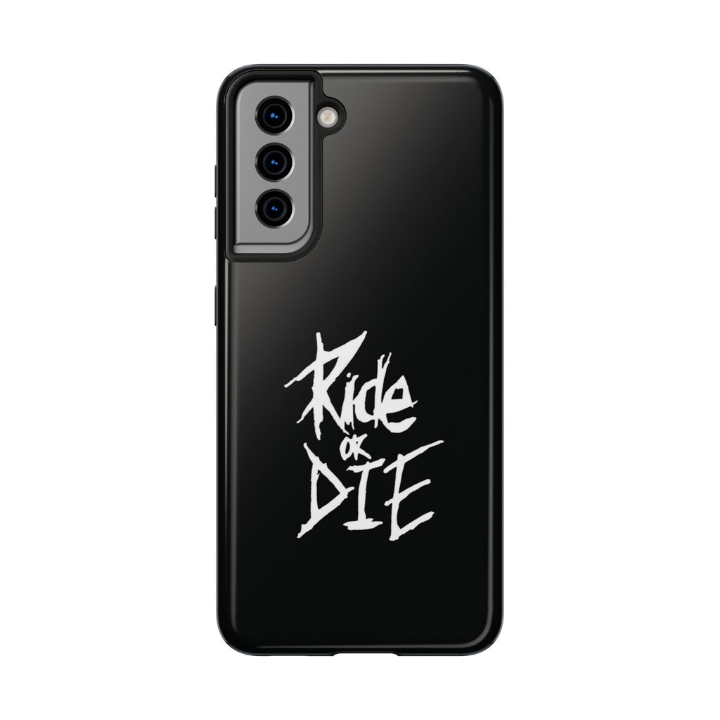 Ride or Die Skull Tough Phone Case | Edgy Script Biker Style Phone Case