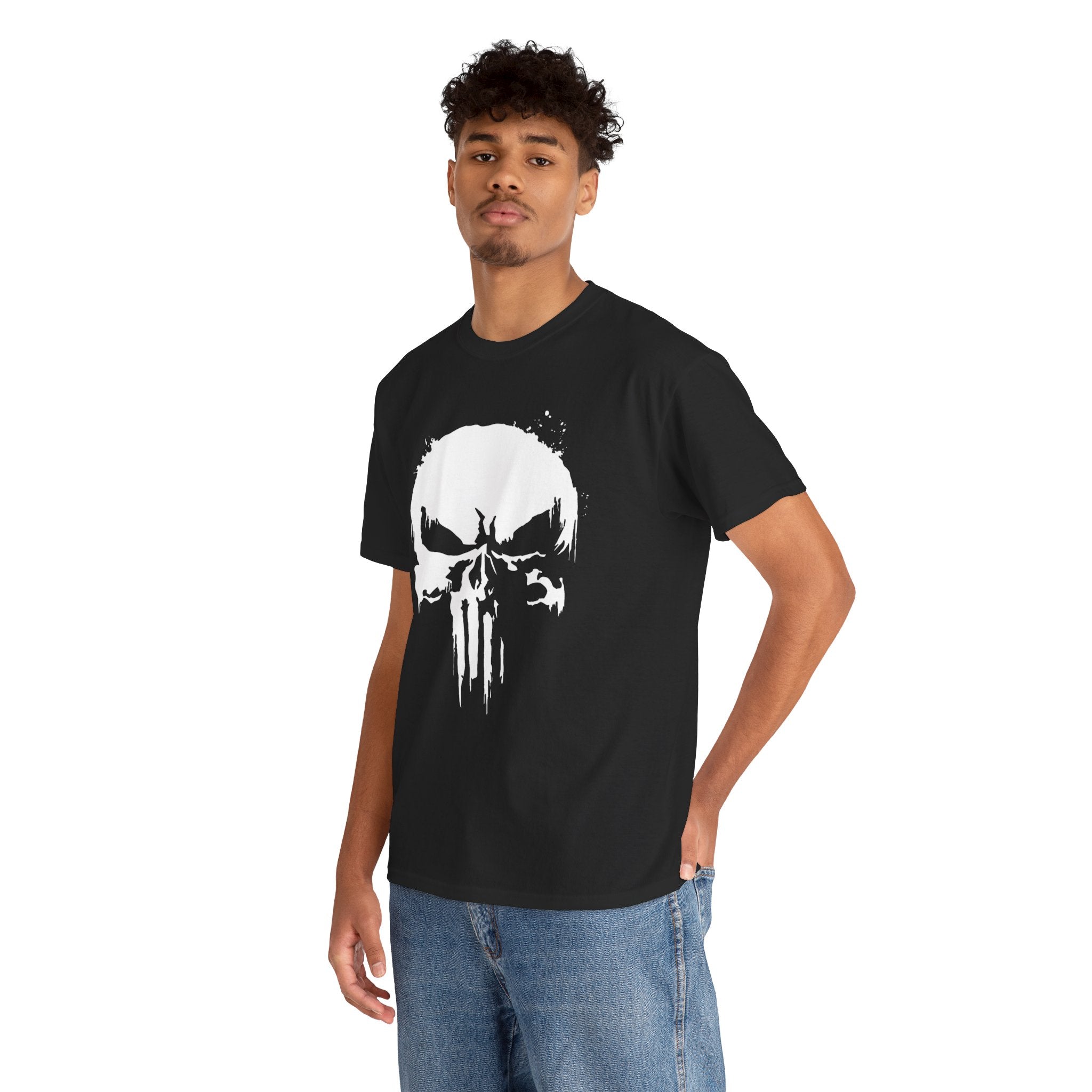 Unisex Punisher Inspired T-Shirt With Distressed Skull Custom Graphic (3 Colors)