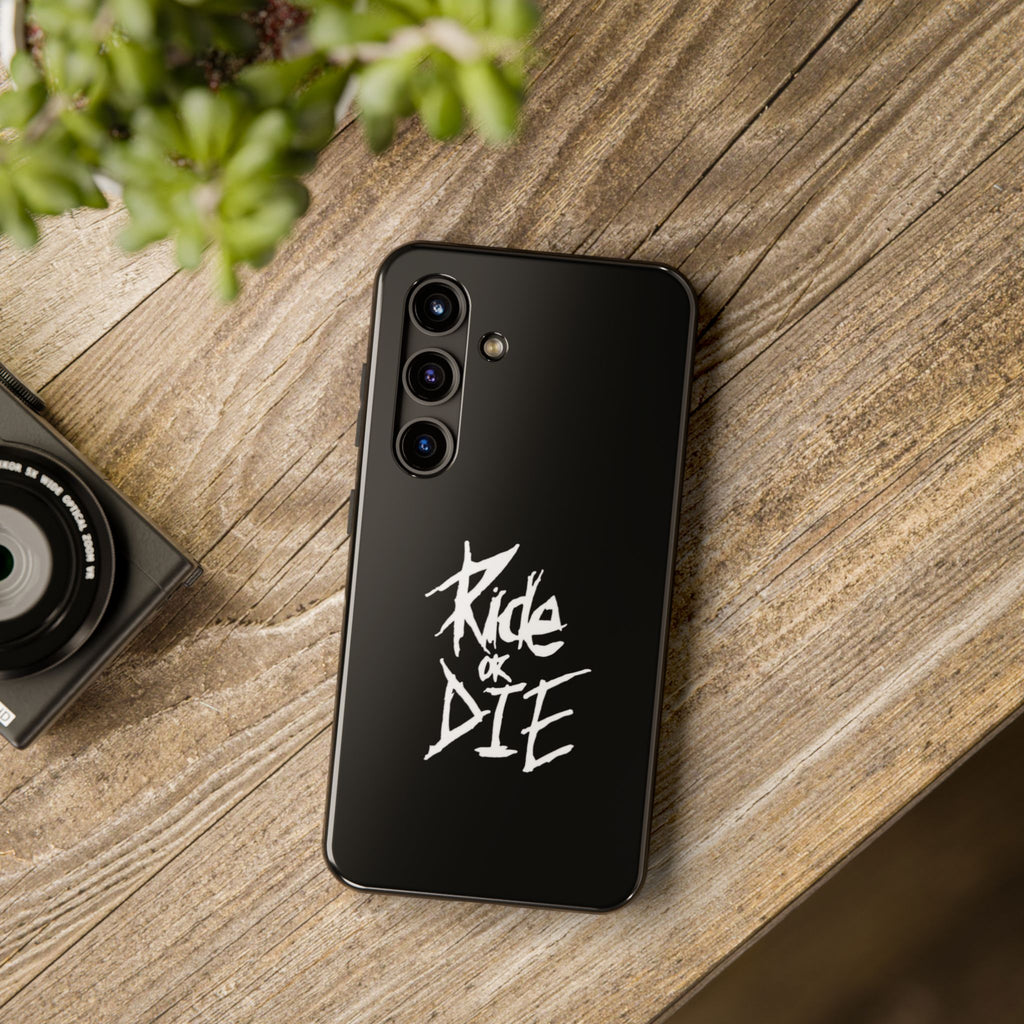 Ride or Die Skull Tough Phone Case | Edgy Script Biker Style Phone Case