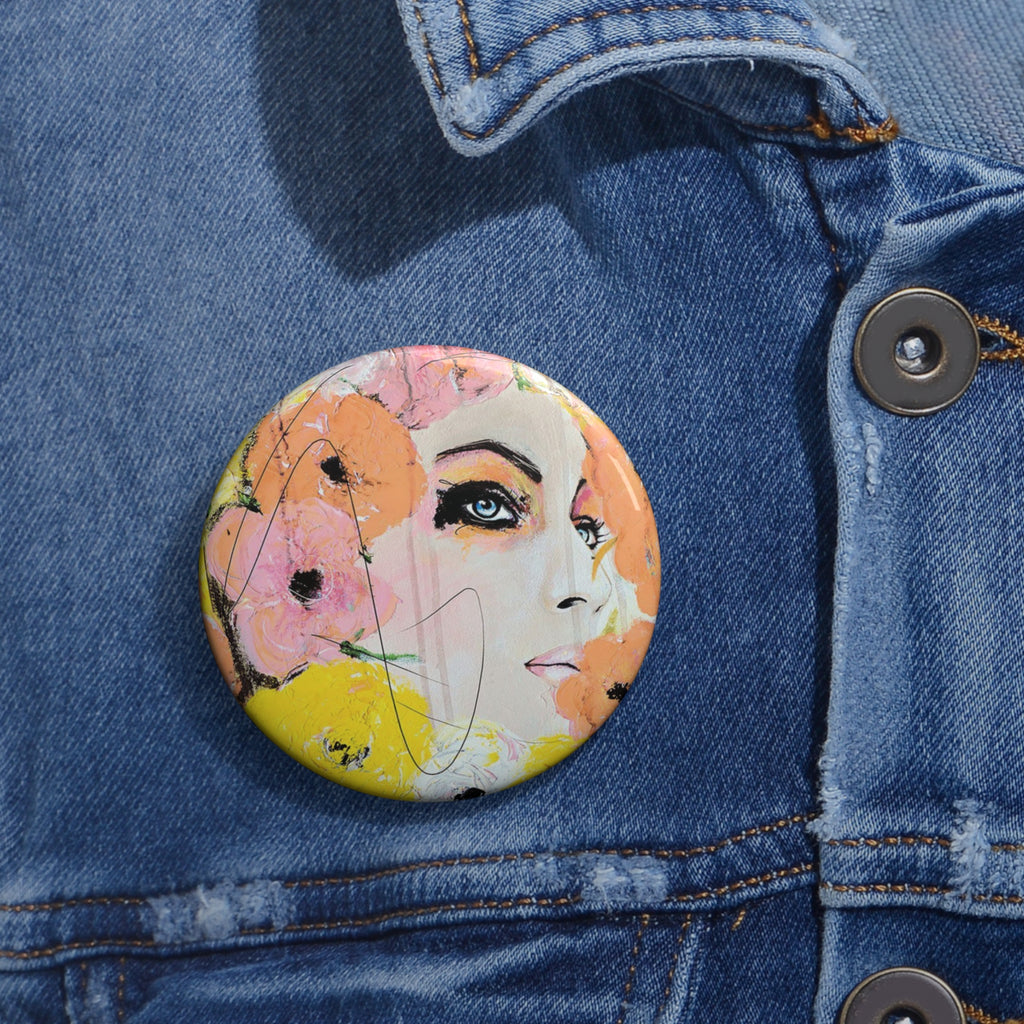 Vogue-Inspired Portrait Fashion Art Chic Pin Button (3 Sizes)