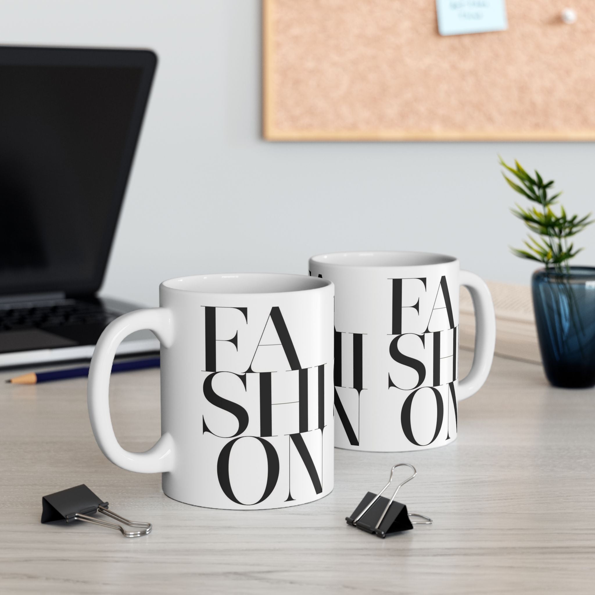 FASHION Typography 11oz Coffee Mug | Chic Black and White Aesthetic