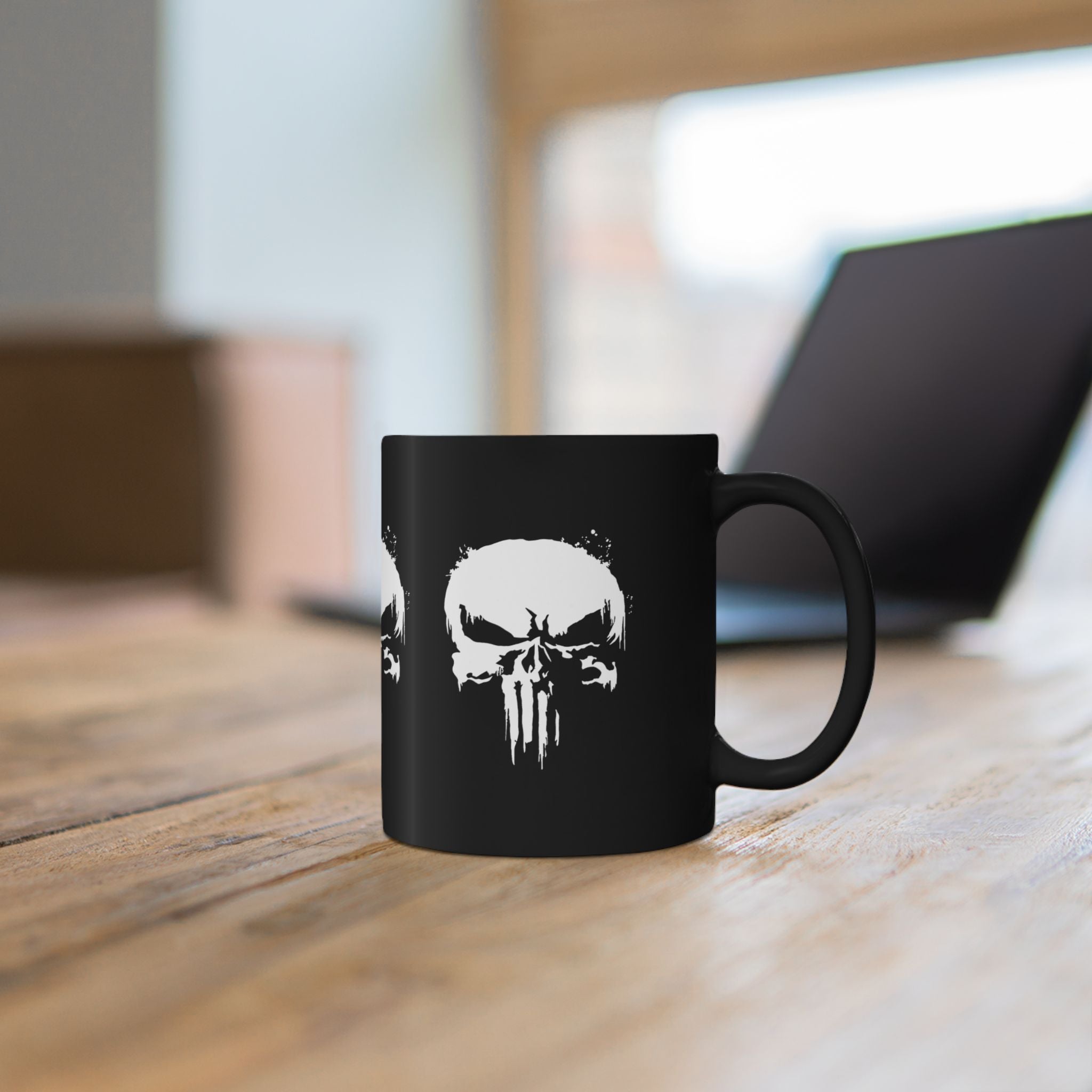 Punisher Skull 11oz Ceramic Coffee Black Mug | Gift for Comic Book Fans