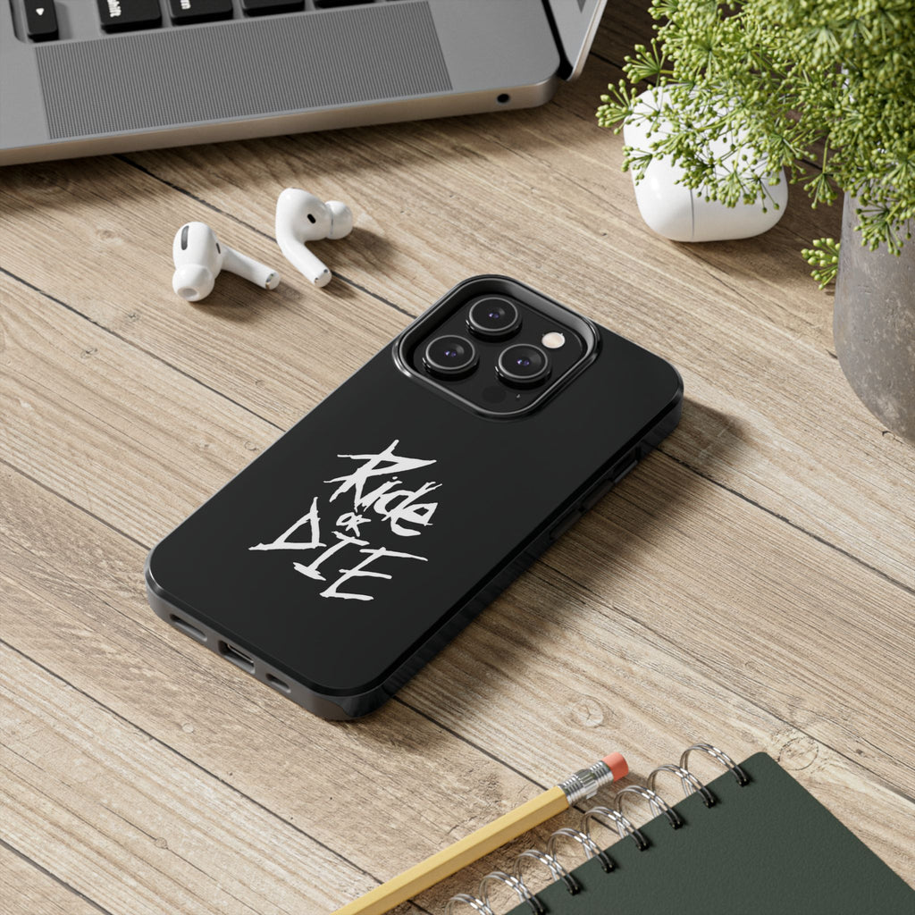 Ride or Die Skull Tough Phone Case | Edgy Script Biker Style Phone Case