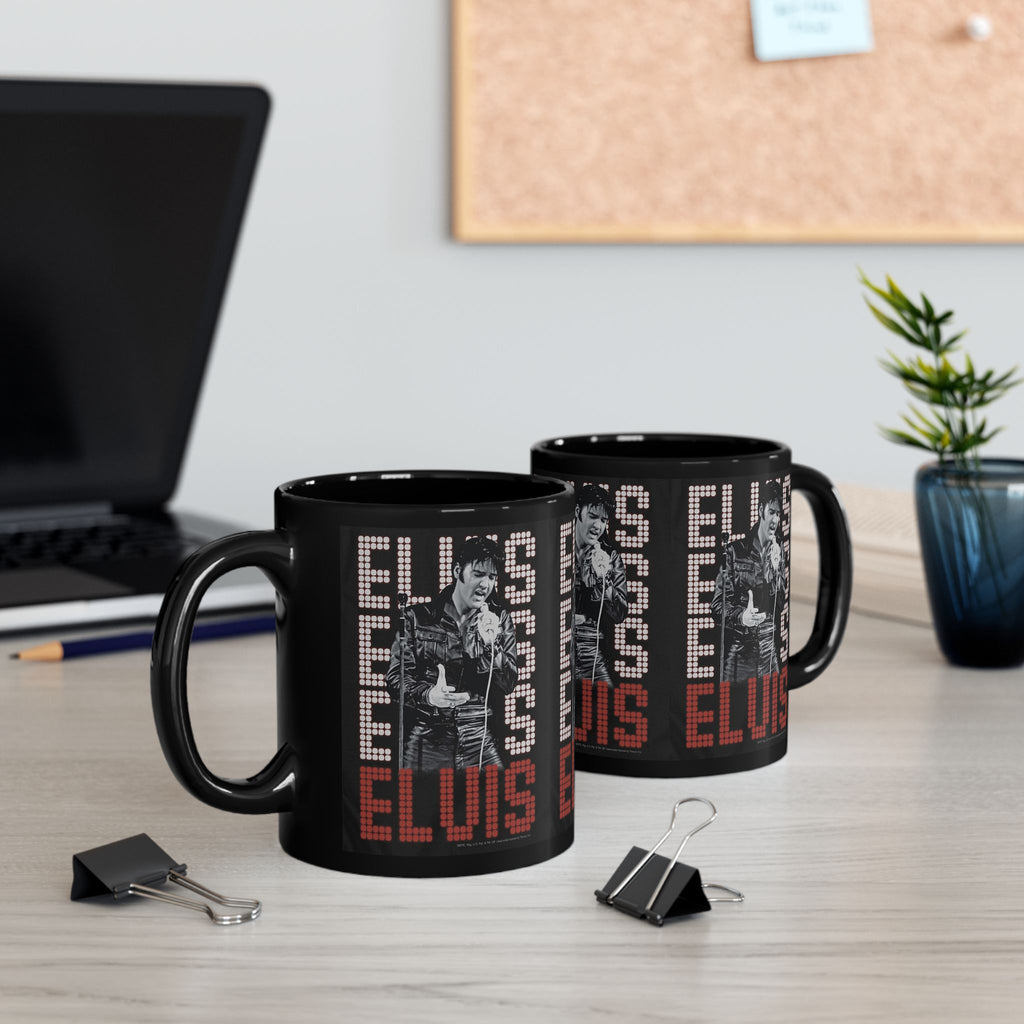 Elvis Presley King of Rock and Roll 11oz Mug | Black Ceramic Coffee Mug