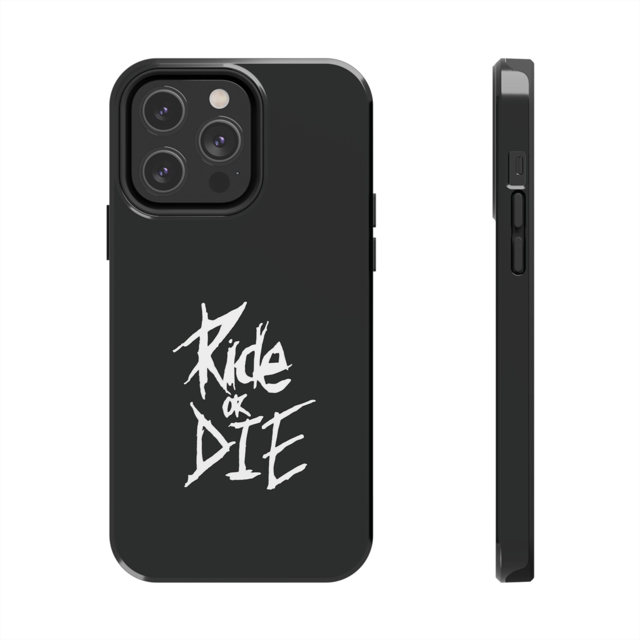 Ride or Die Skull Tough Phone Case | Edgy Script Biker Style Phone Case