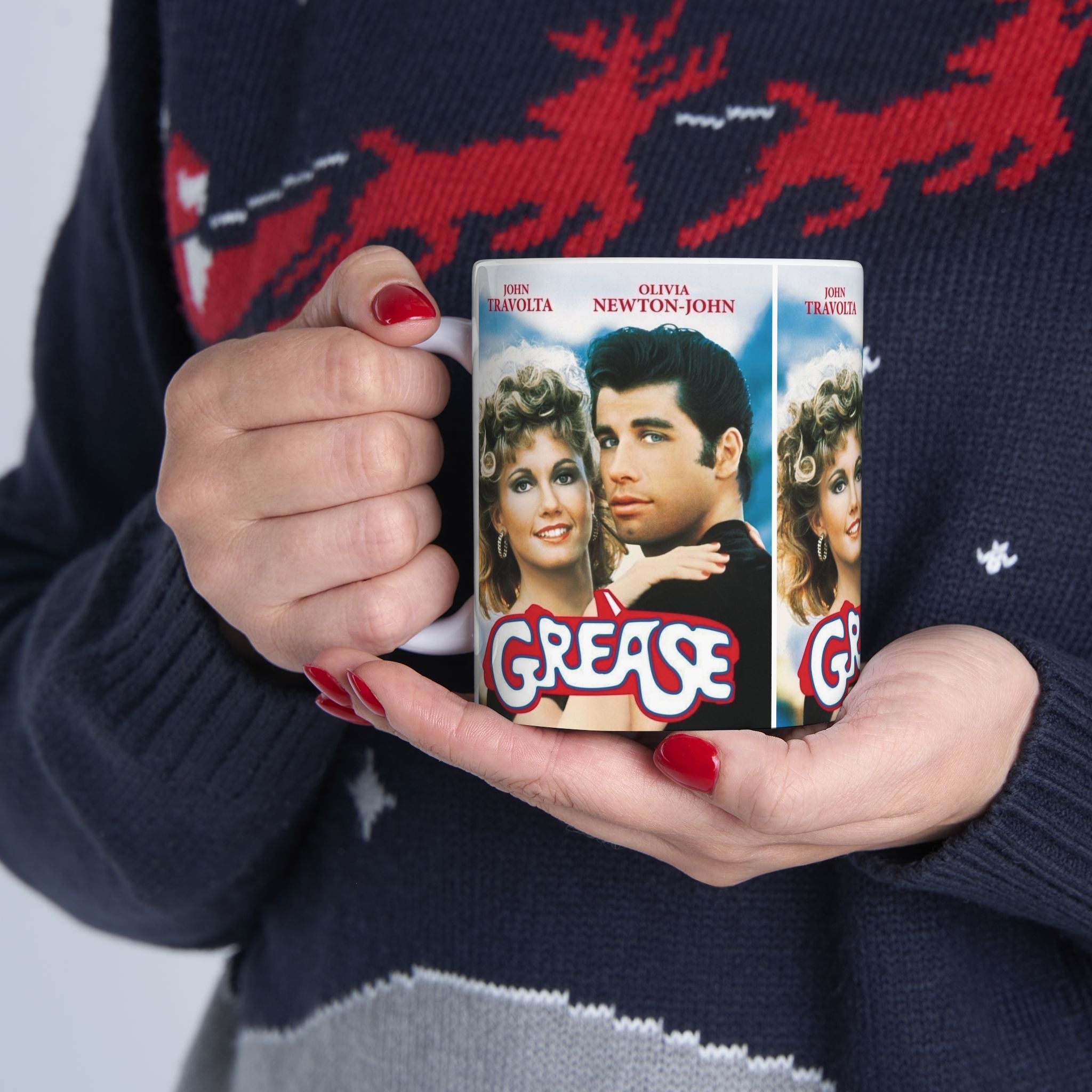 Grease Movie Retro Musical Film Inspired 11oz White Coffee Cup | Danny & Sandy Vintage Mug
