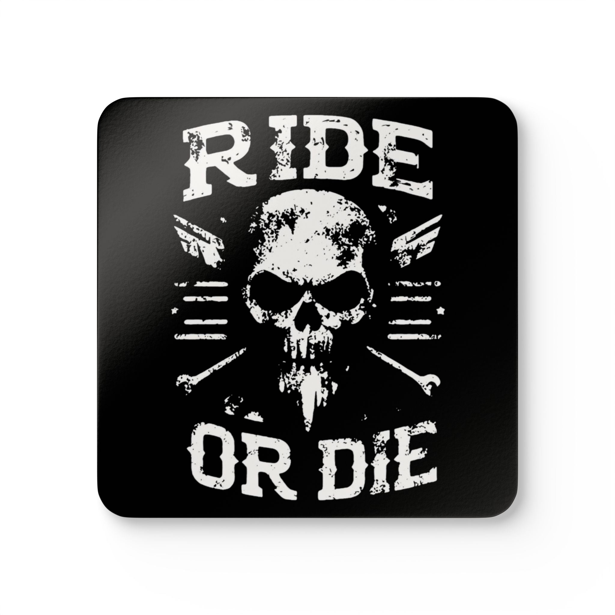 Ride or Die Skull Biker Style Corkback Coaster Set (4 Pieces)