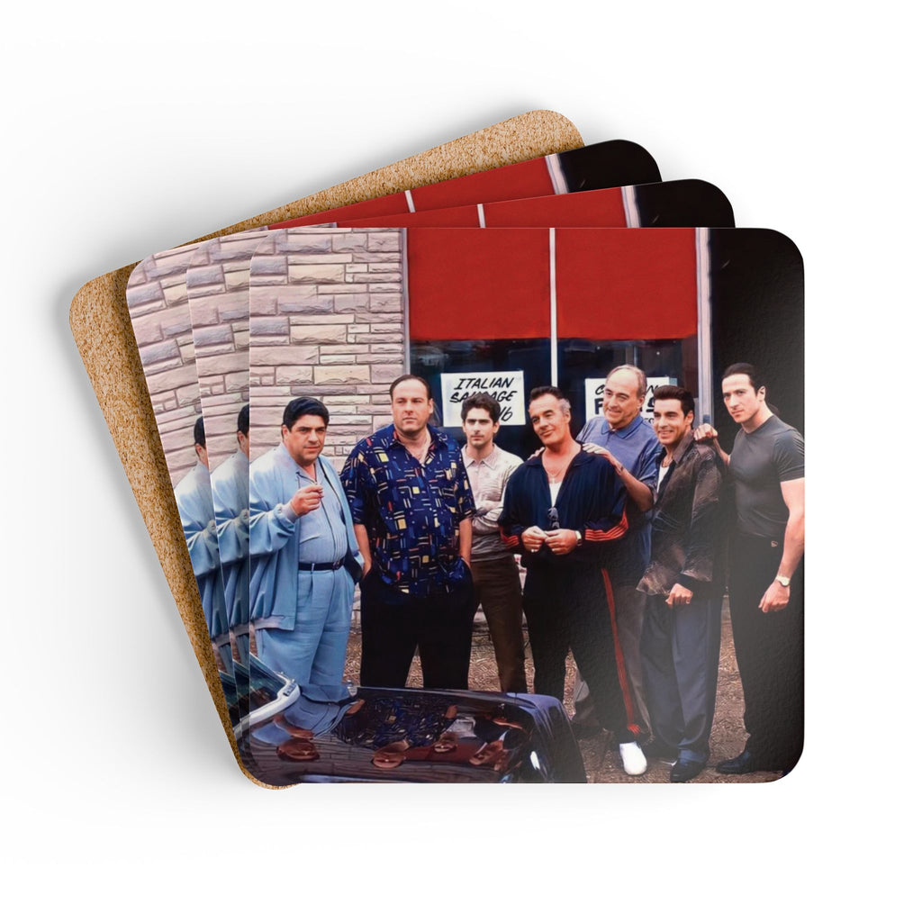 Sopranos TV Series Corkback Coaster Set | Iconic New Jersey Crew Tribute (4 Pieces)