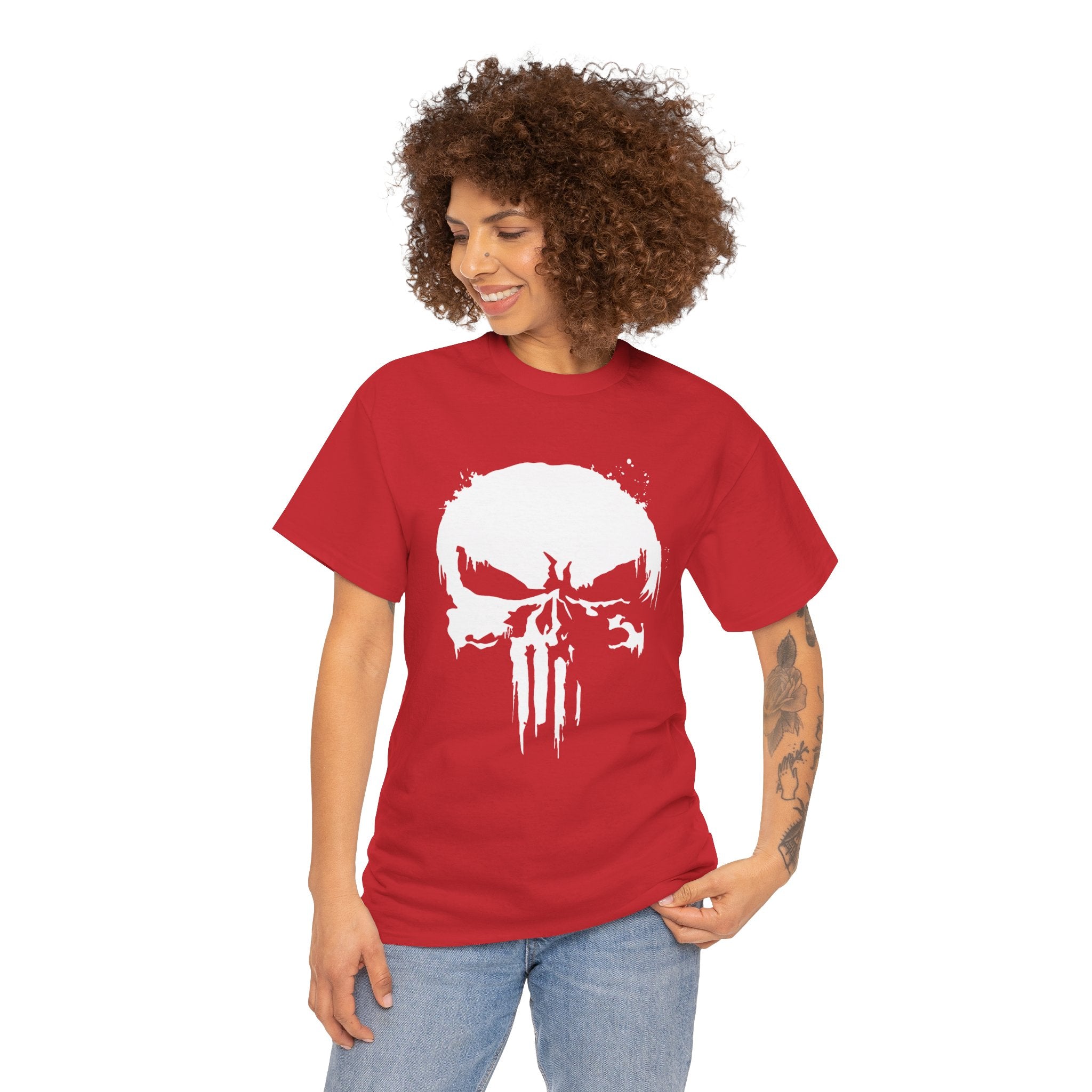 Unisex Punisher Inspired T-Shirt With Distressed Skull Custom Graphic (3 Colors)