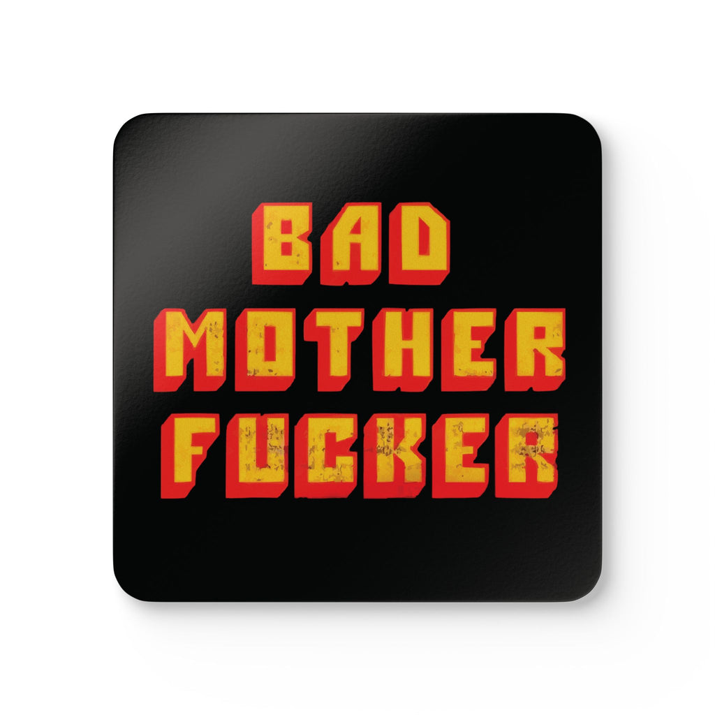 Bad Mother F*cker Quote Corkback Coaster Set | Bold Statement Design (4 Pieces)