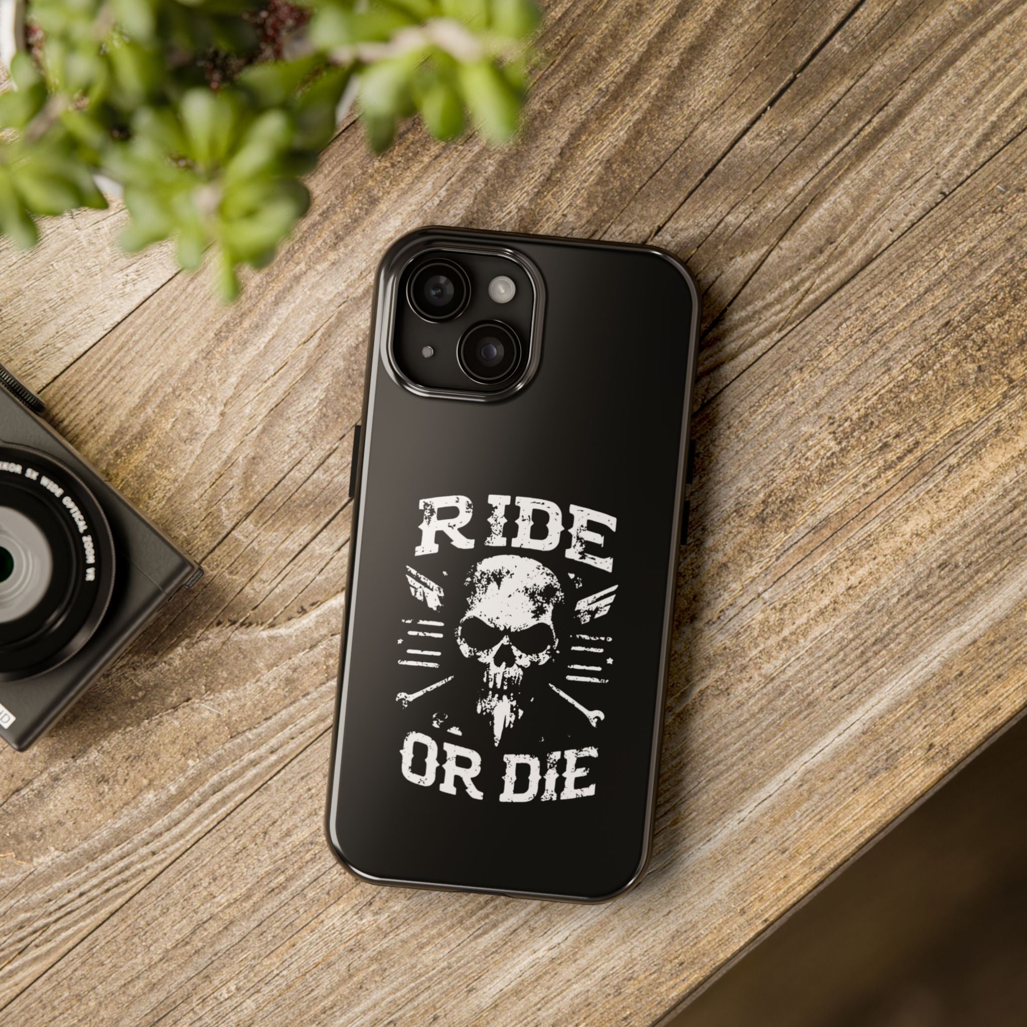 Ride or Die Skull Tough Phone Case | Biker Skull Graphic Phone Case