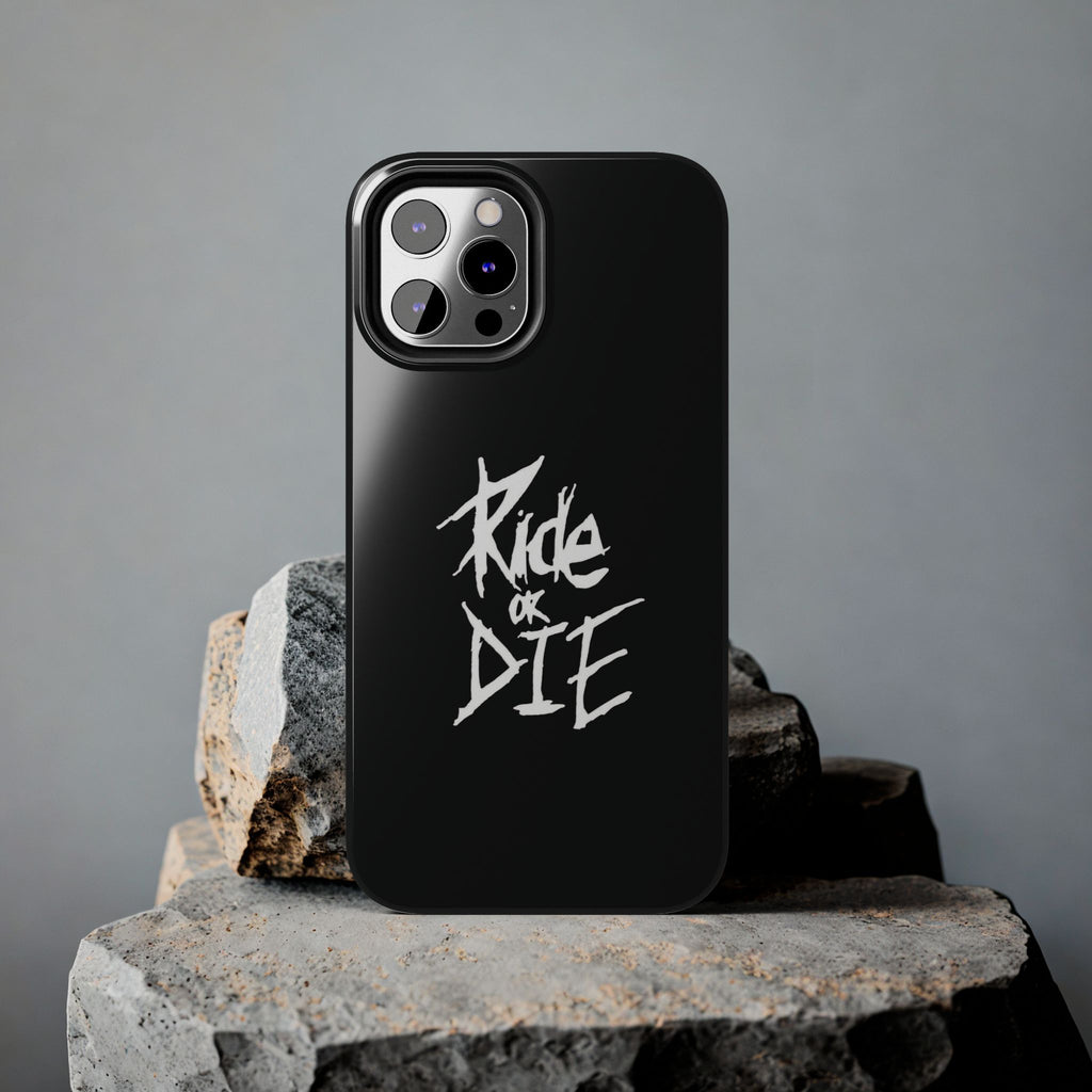 Ride or Die Skull Tough Phone Case | Edgy Script Biker Style Phone Case