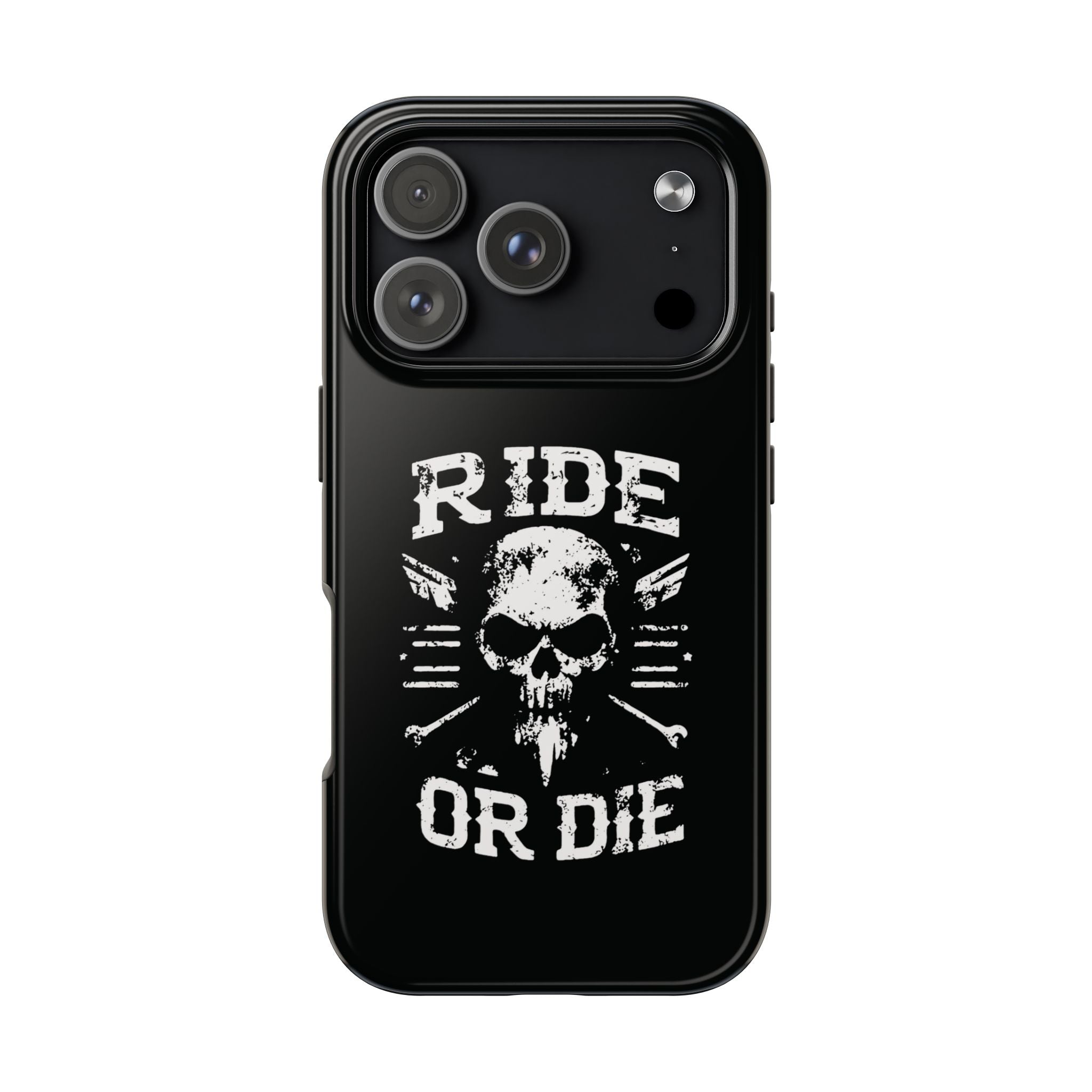 Ride or Die Skull Tough Phone Case | Biker Skull Graphic Phone Case
