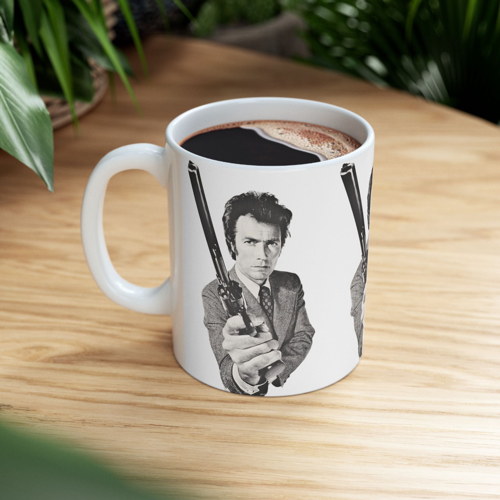 Clint Eastwood Dirty Harry 11oz Coffee Mug With Detective Callahan holding his 44 Magnum
