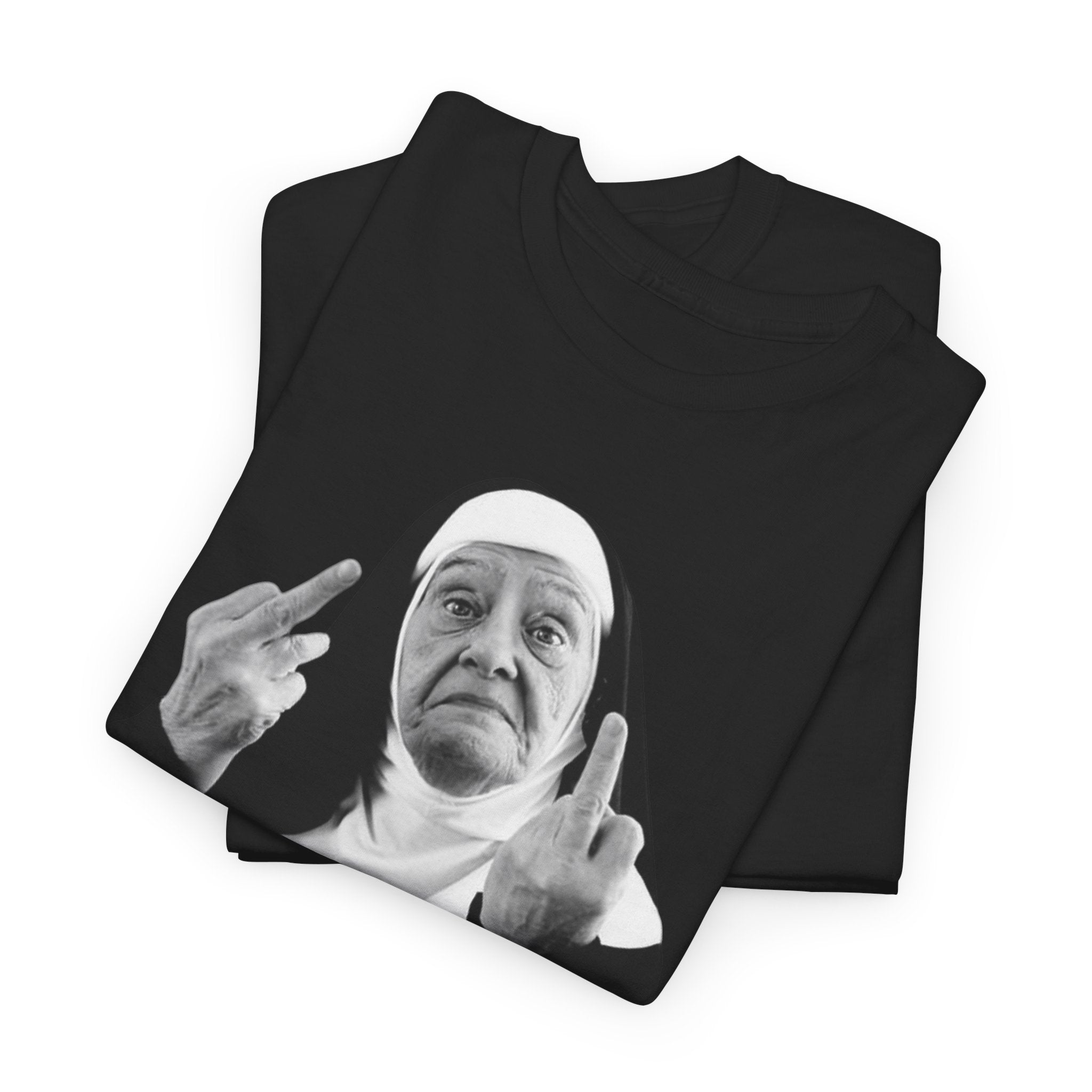Unisex Funny Nun Graphic T-Shirt With Edgy Black and White Design  (5 Colors)