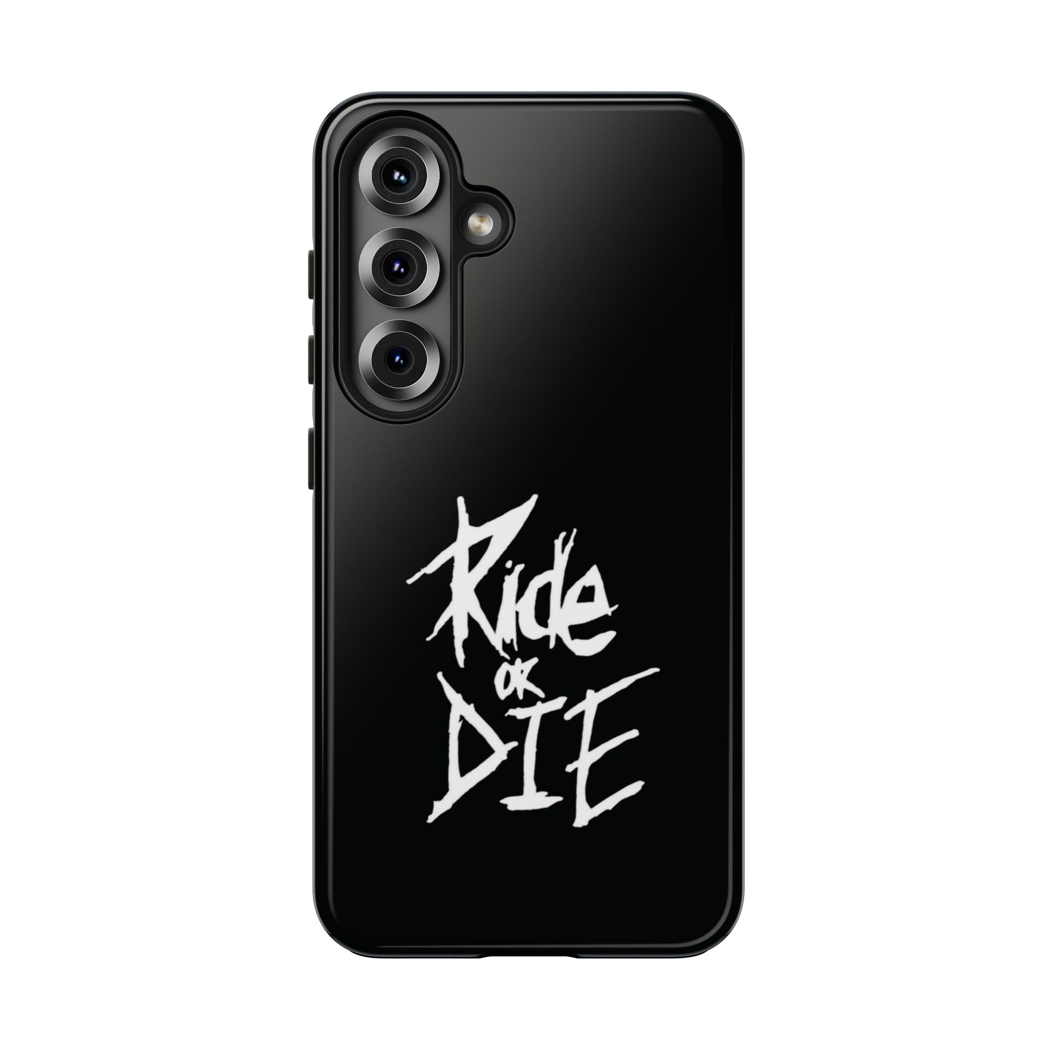 Ride or Die Skull Tough Phone Case | Edgy Script Biker Style Phone Case