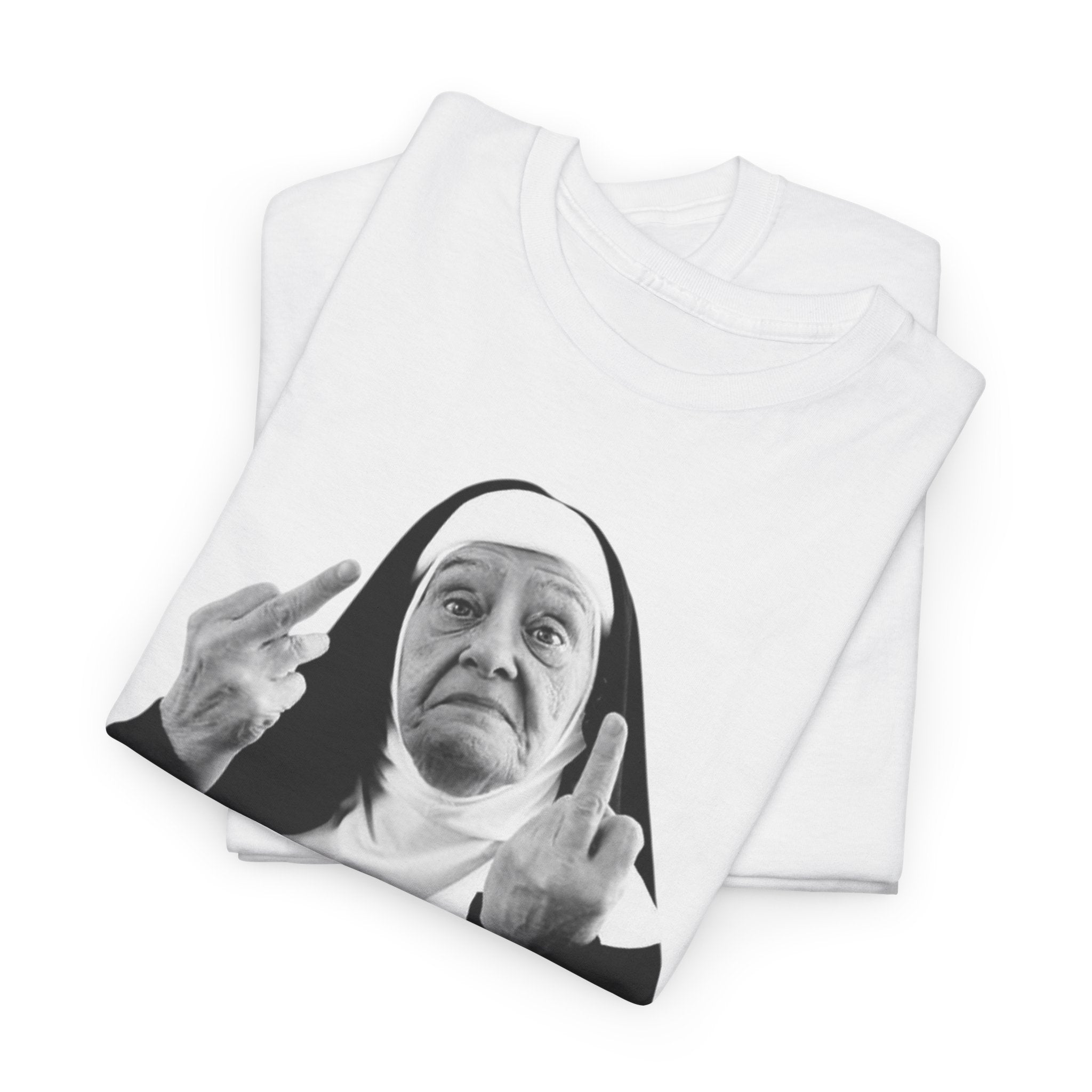 Unisex Funny Nun Graphic T-Shirt With Edgy Black and White Design  (5 Colors)