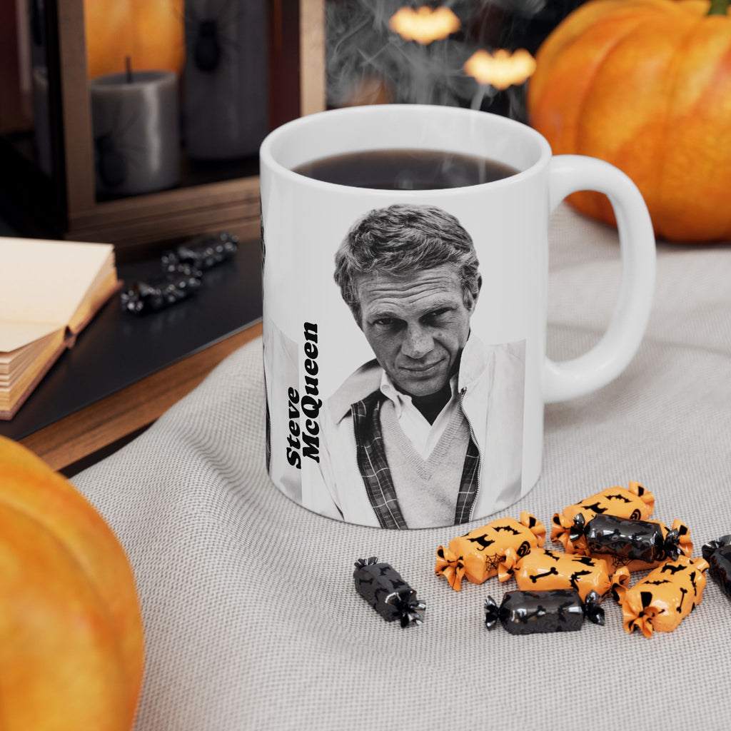 Steve McQueen Classic Hollywood Actor and Icon 11oz White Ceramic Coffee Mug