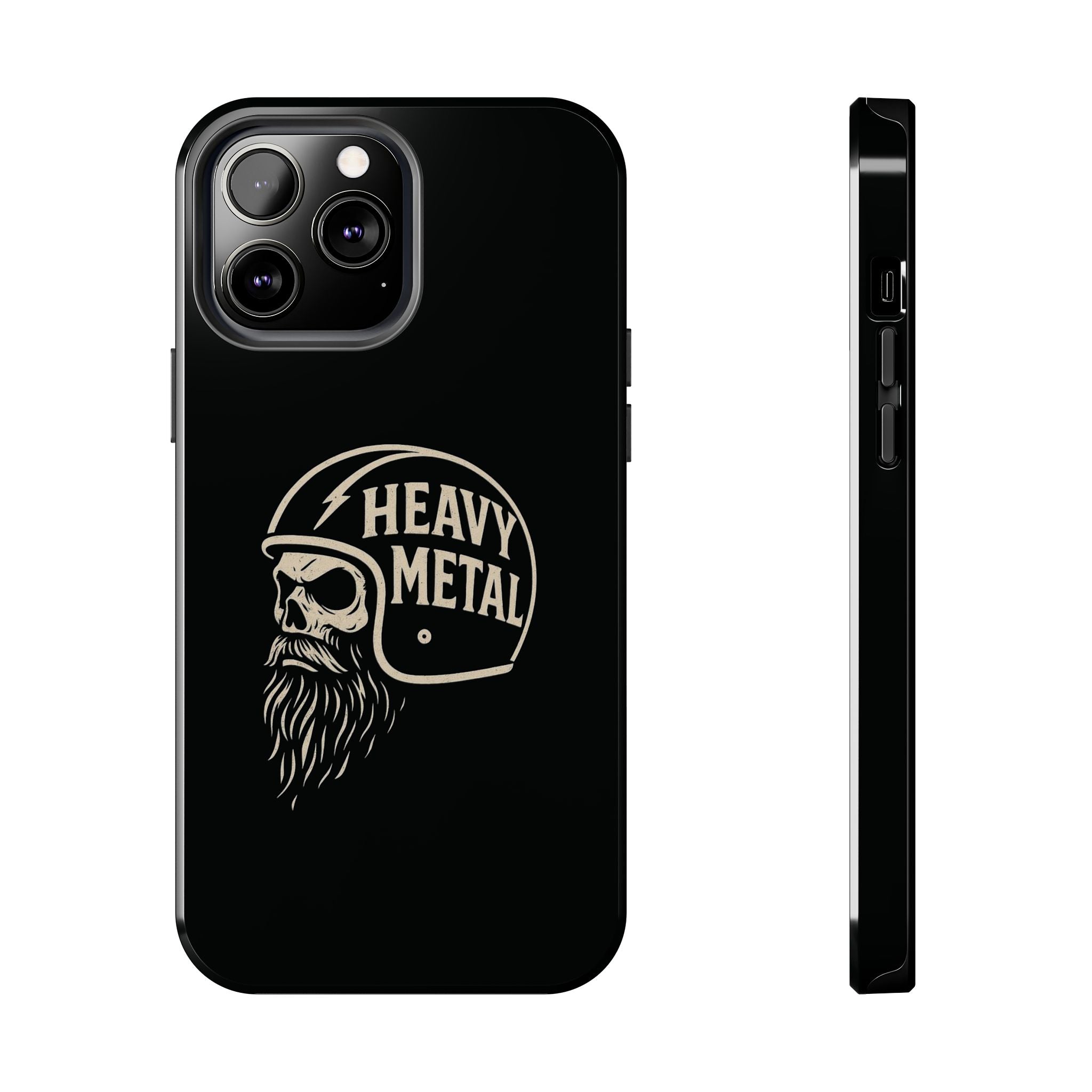 Heavy Metal Skull Tough Phone Case | Biker Helmet Skull Graphic Phone Case