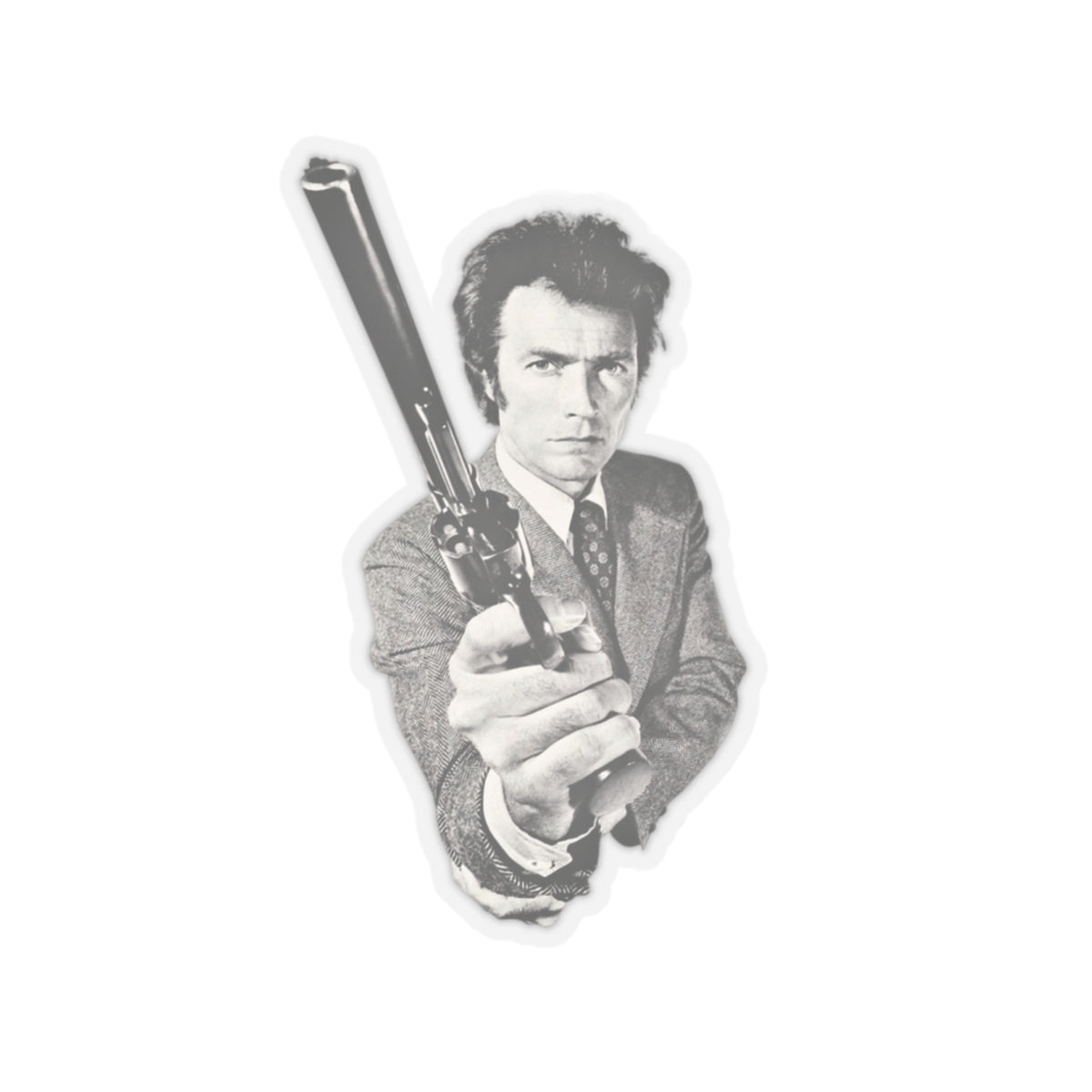 Clint Eastwood Dirty Harry Custom Sticker With Harry holding his 44 Magnum (4 Sizes)