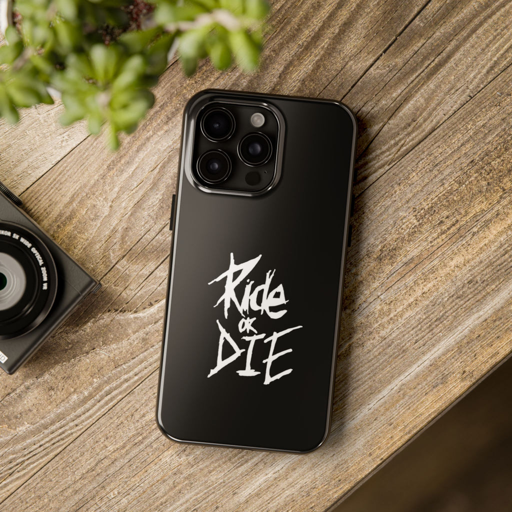 Ride or Die Skull Tough Phone Case | Edgy Script Biker Style Phone Case
