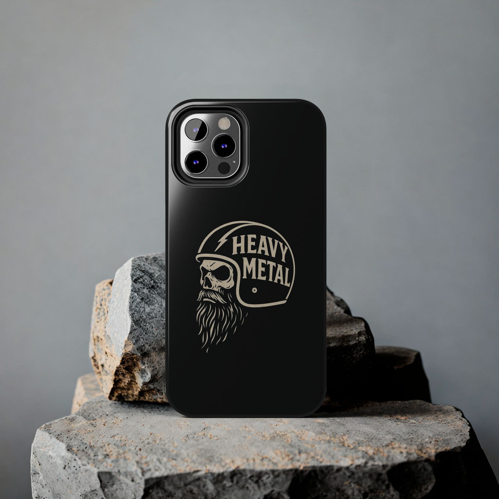 Heavy Metal Skull Tough Phone Case | Biker Helmet Skull Graphic Phone Case