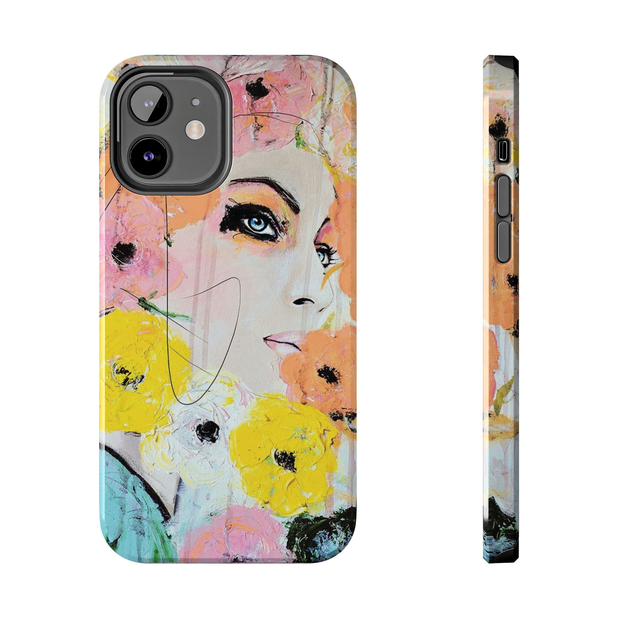 Vogue Inspired Floral Portrait Tough Phone Case | Feminine Fashion Art Phone Case