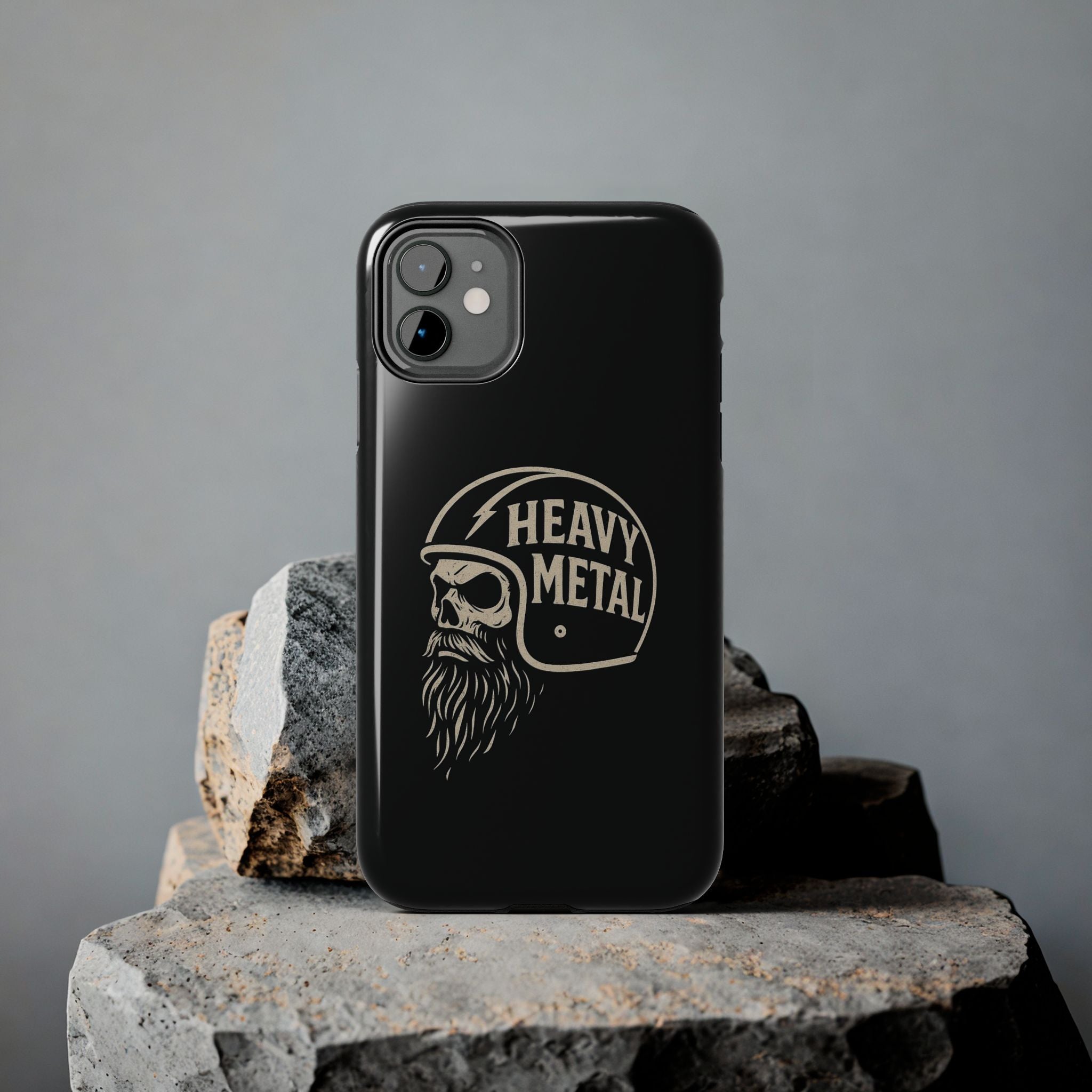Heavy Metal Skull Tough Phone Case | Biker Helmet Skull Graphic Phone Case
