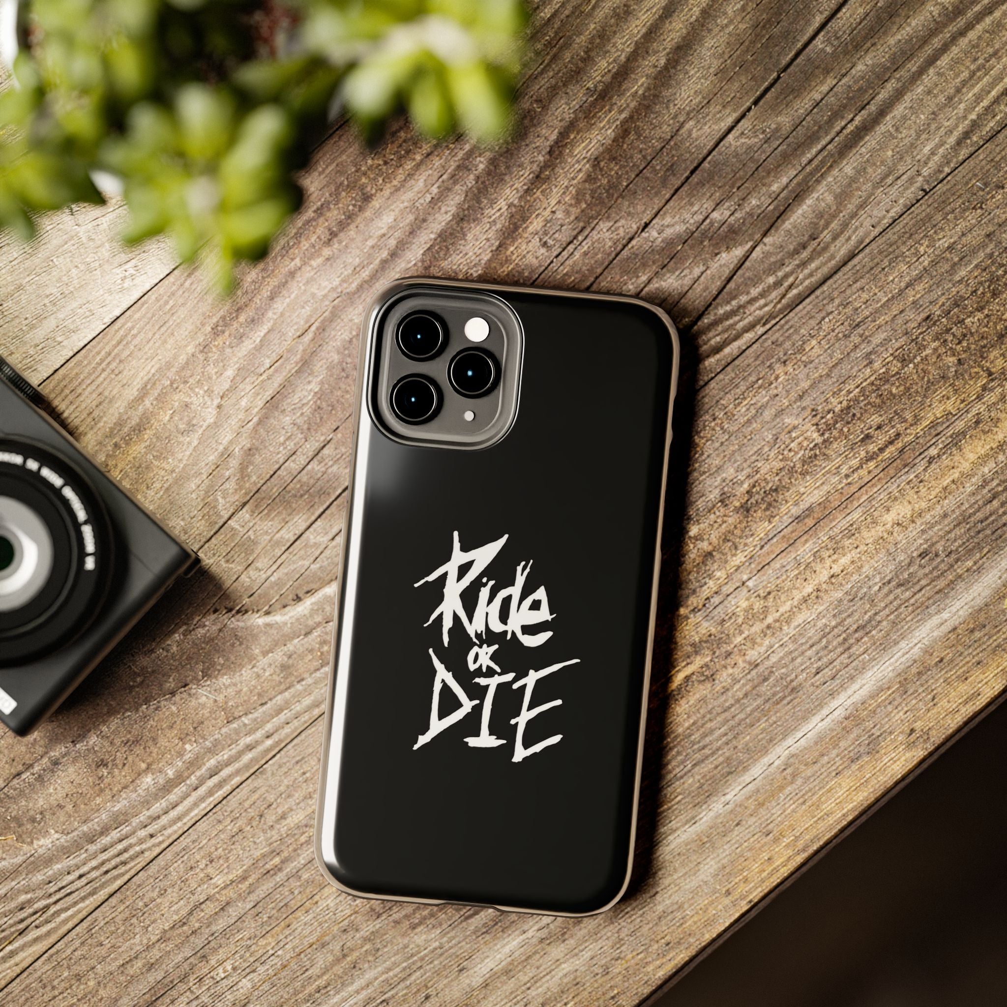 Ride or Die Skull Tough Phone Case | Edgy Script Biker Style Phone Case
