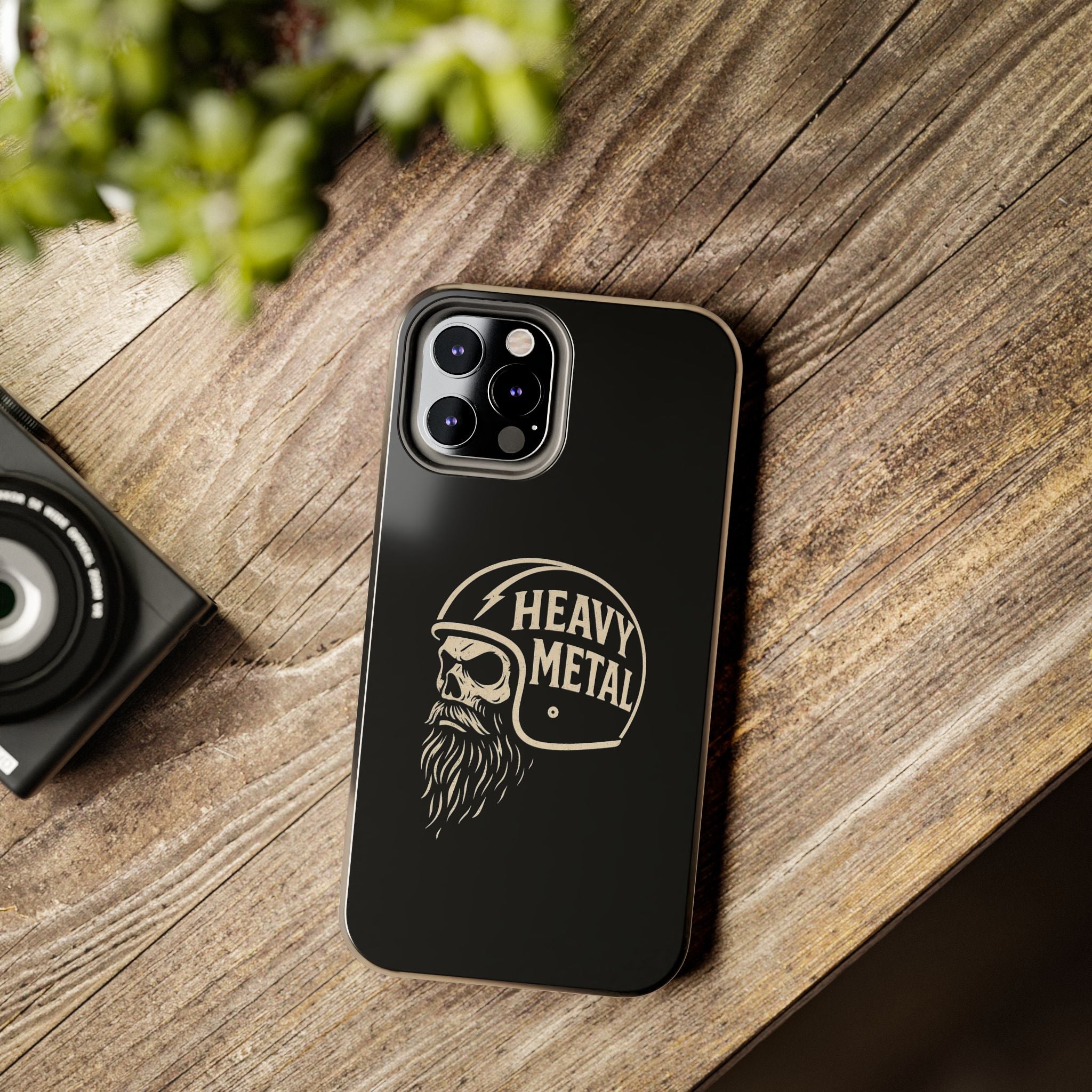Heavy Metal Skull Tough Phone Case | Biker Helmet Skull Graphic Phone Case