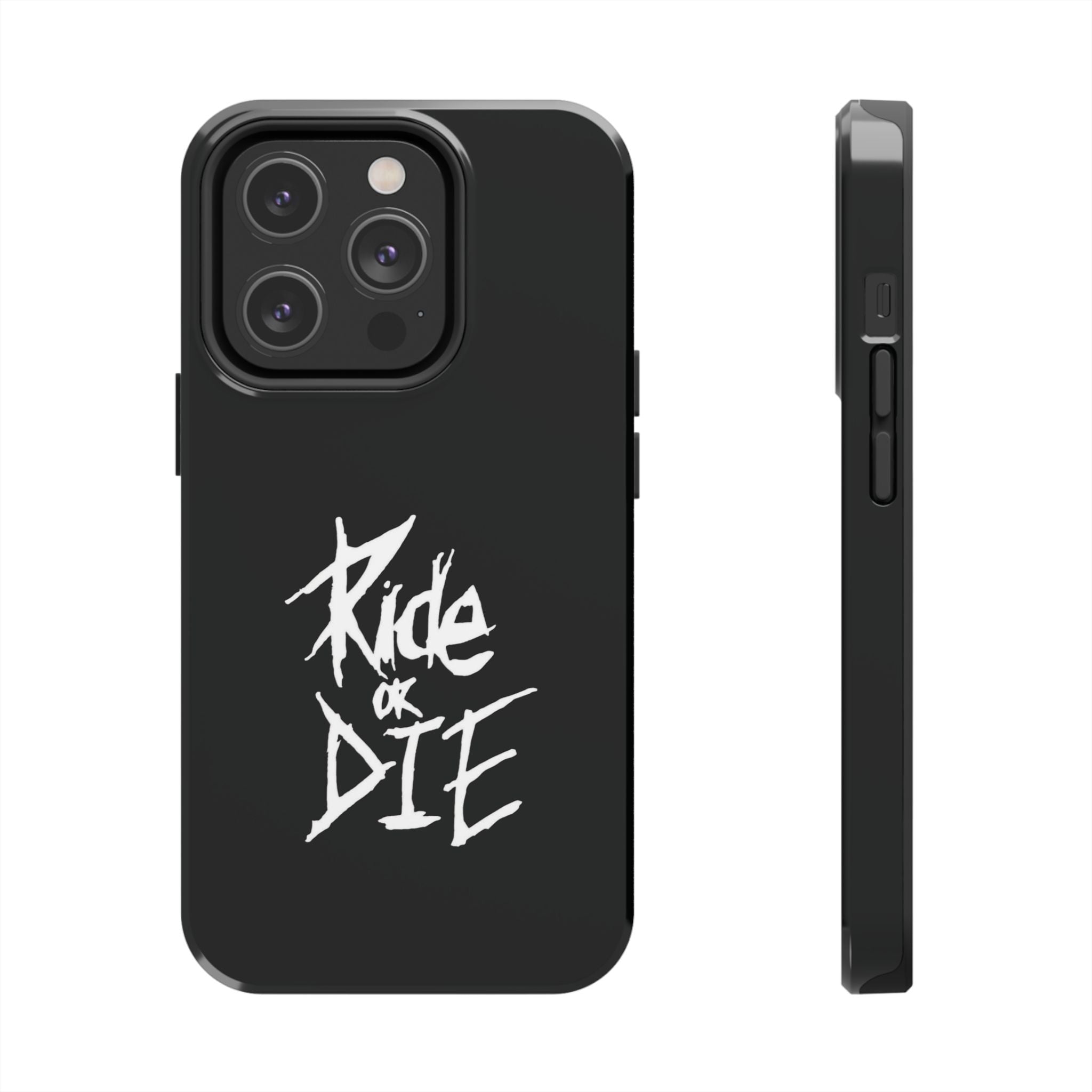 Ride or Die Skull Tough Phone Case | Edgy Script Biker Style Phone Case