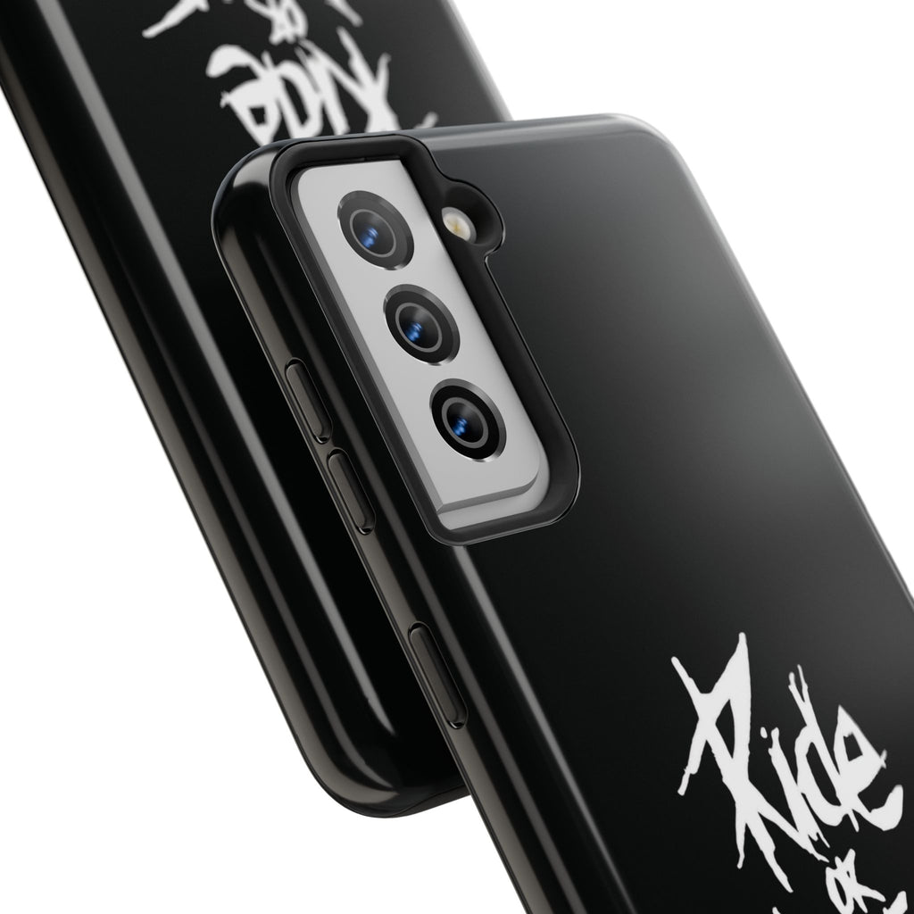 Ride or Die Skull Tough Phone Case | Edgy Script Biker Style Phone Case