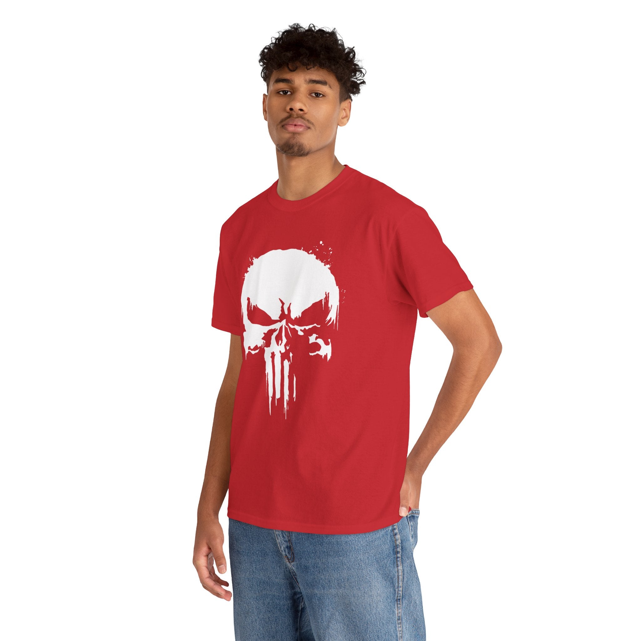 Unisex Punisher Inspired T-Shirt With Distressed Skull Custom Graphic (3 Colors)