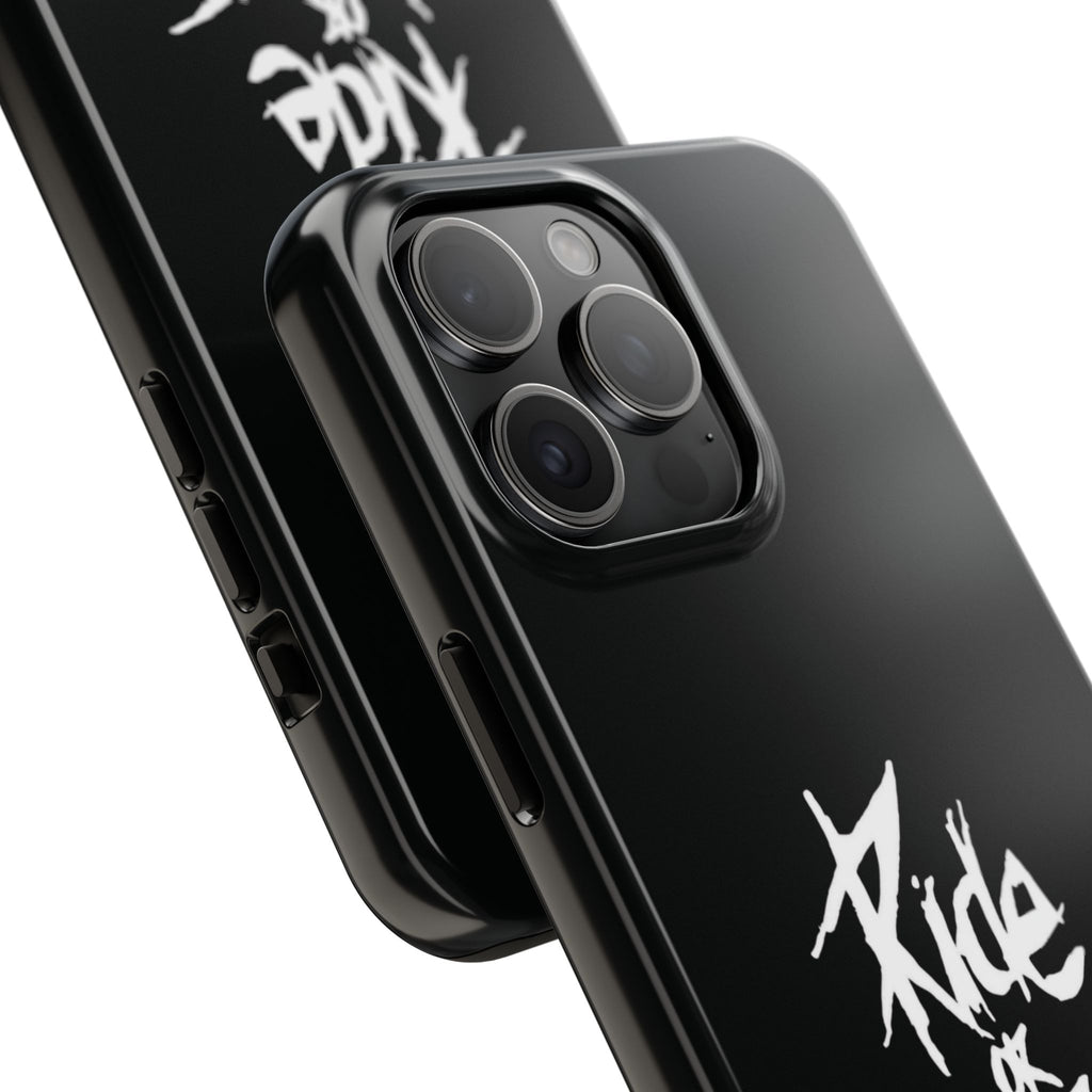 Ride or Die Skull Tough Phone Case | Edgy Script Biker Style Phone Case