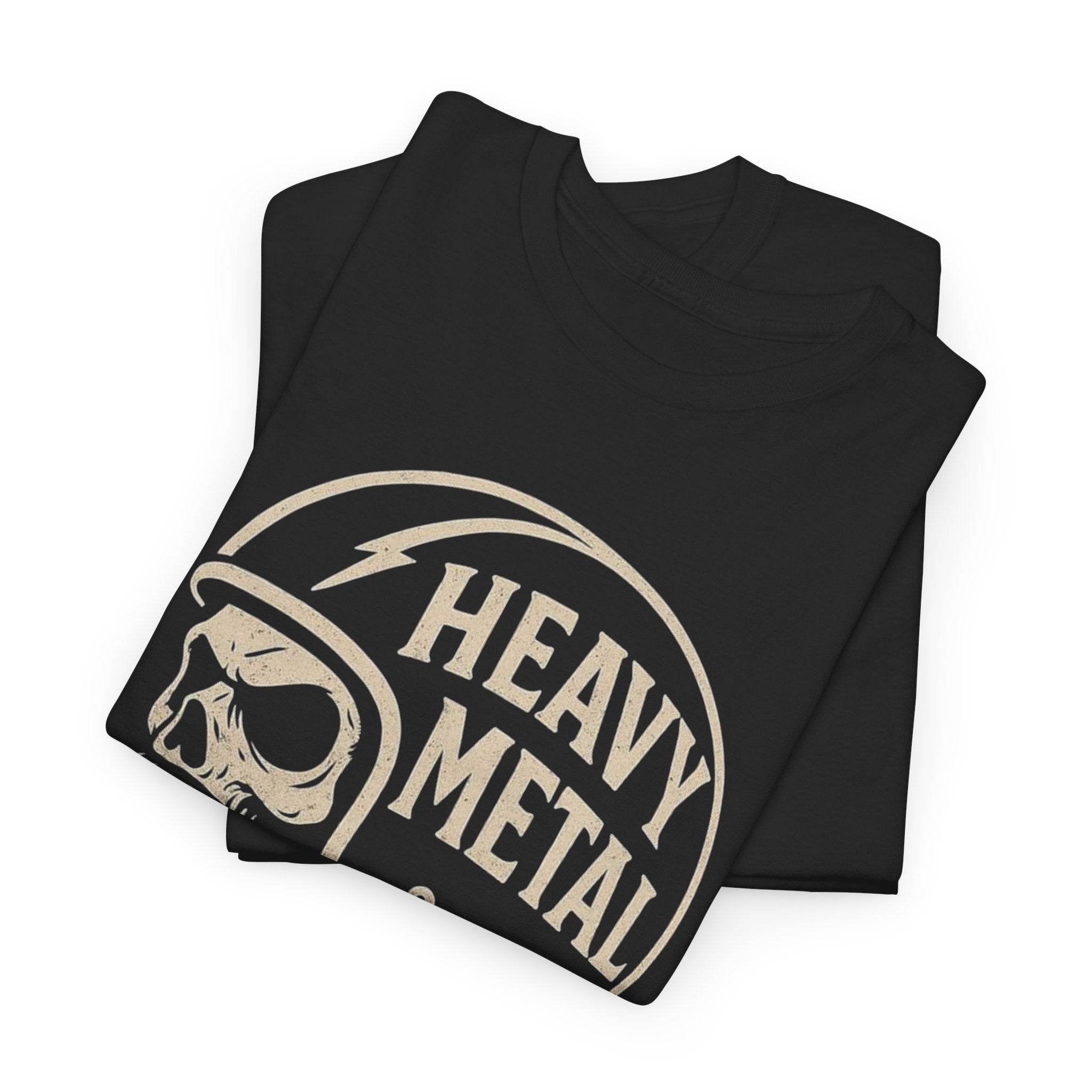 Unisex Heavy Metal Skull Helmet T-Shirt Vintage Rock Biker Graphic Tee