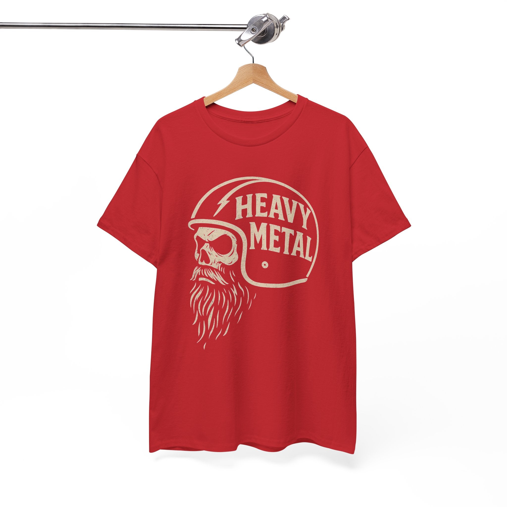 Unisex Heavy Metal Skull Helmet T-Shirt Vintage Rock Biker Graphic Tee
