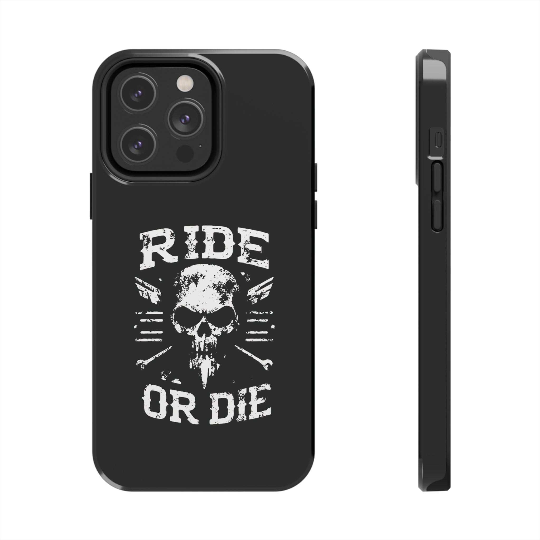 Ride or Die Skull Tough Phone Case | Biker Skull Graphic Phone Case